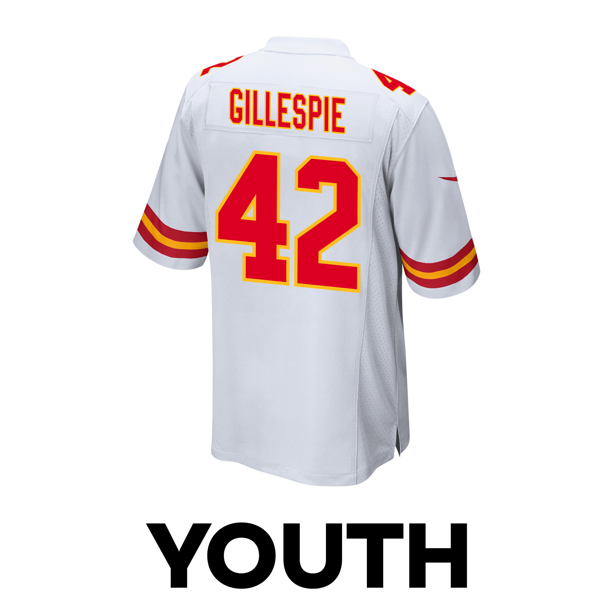 Tyree Gillespie 42 Kansas City Chiefs Super Bowl LVIII Champions 4X Game YOUTH Jersey - White JS8846 Saliibo - Image 3