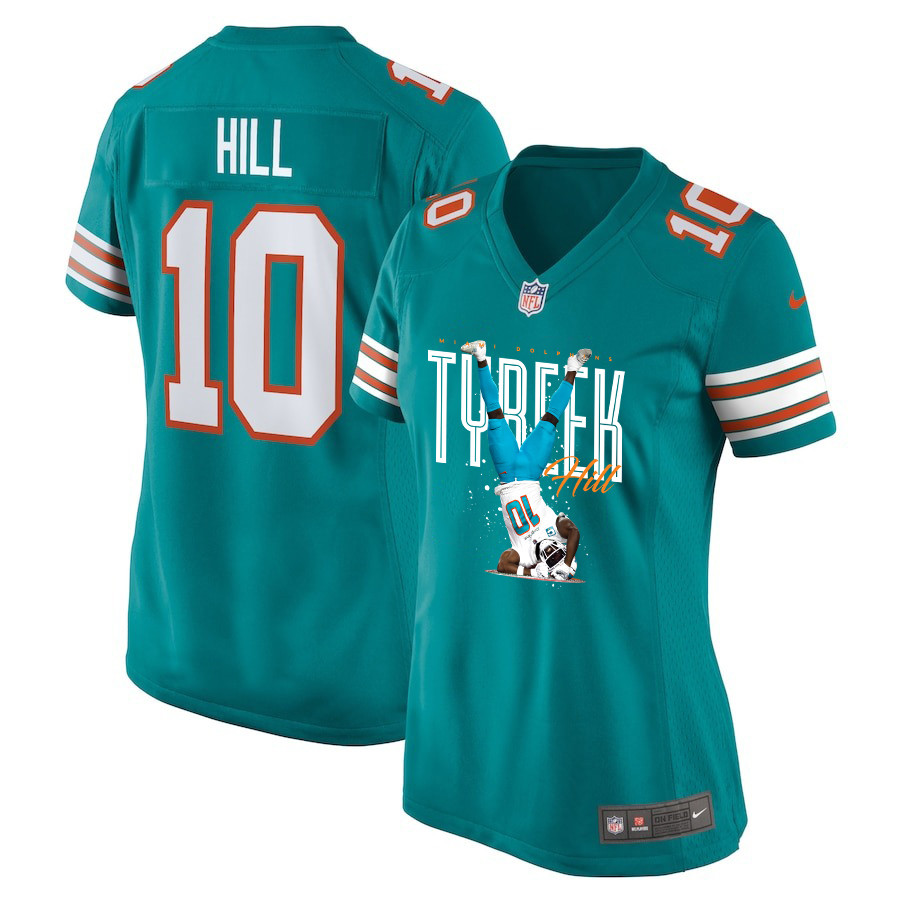 Tyreek Hill 10 Miami Dolphins Celebrating Women Alternate Game Jersey - Aqua JS3957 Saliibo