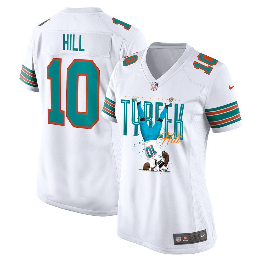 Tyreek Hill 10 Miami Dolphins Celebrating Women Alternate Game Jersey - White JS2781 Saliibo