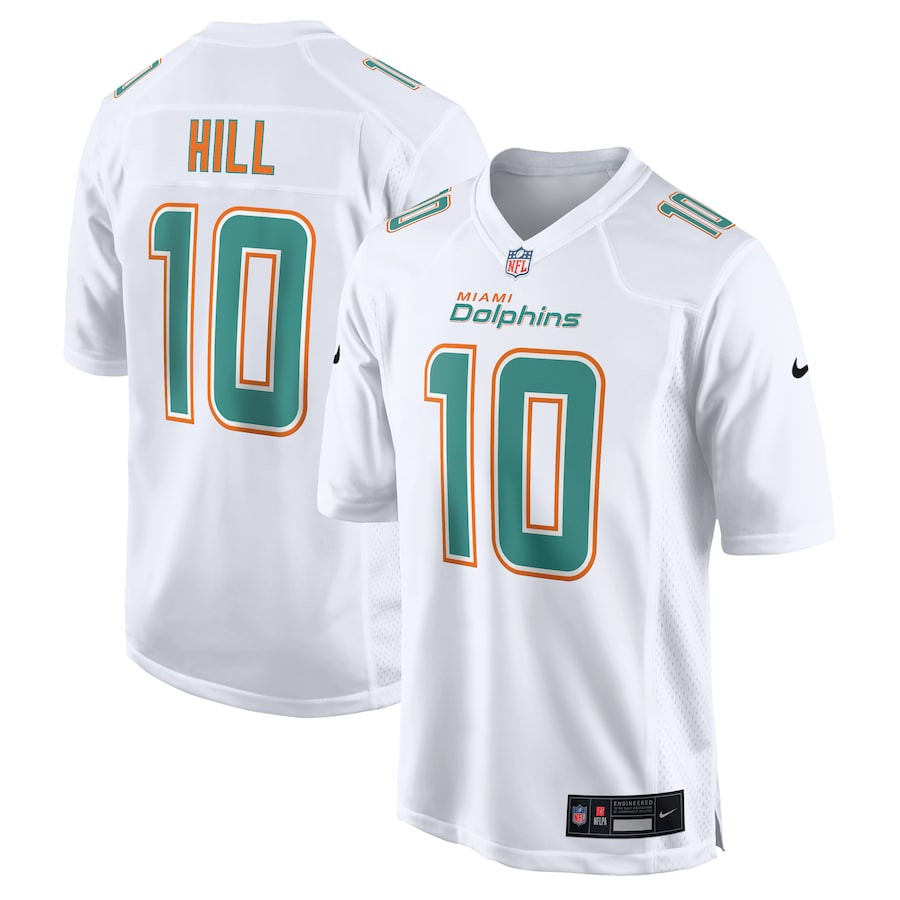 Tyreek Hill 10 Miami Dolphins Fashion Game Men Jersey - White JS2844 Saliibo