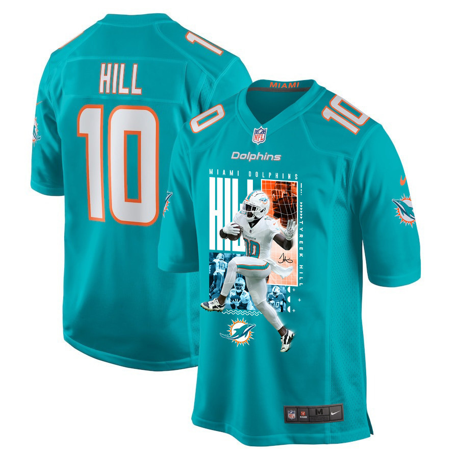 Tyreek Hill 10 Miami Dolphins The Cheetah Game Men Jersey - Aqua JS5605 Saliibo
