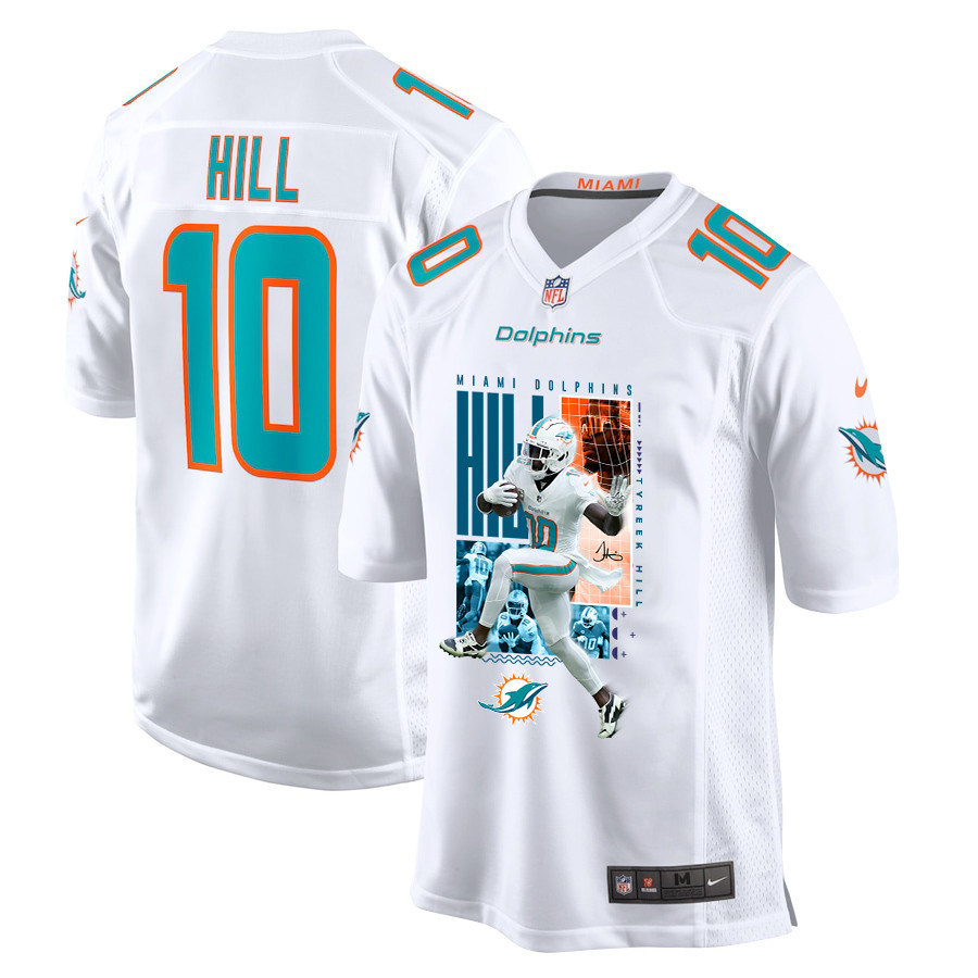 Tyreek Hill 10 Miami Dolphins The Cheetah Game Men Jersey - White JS6511 Saliibo