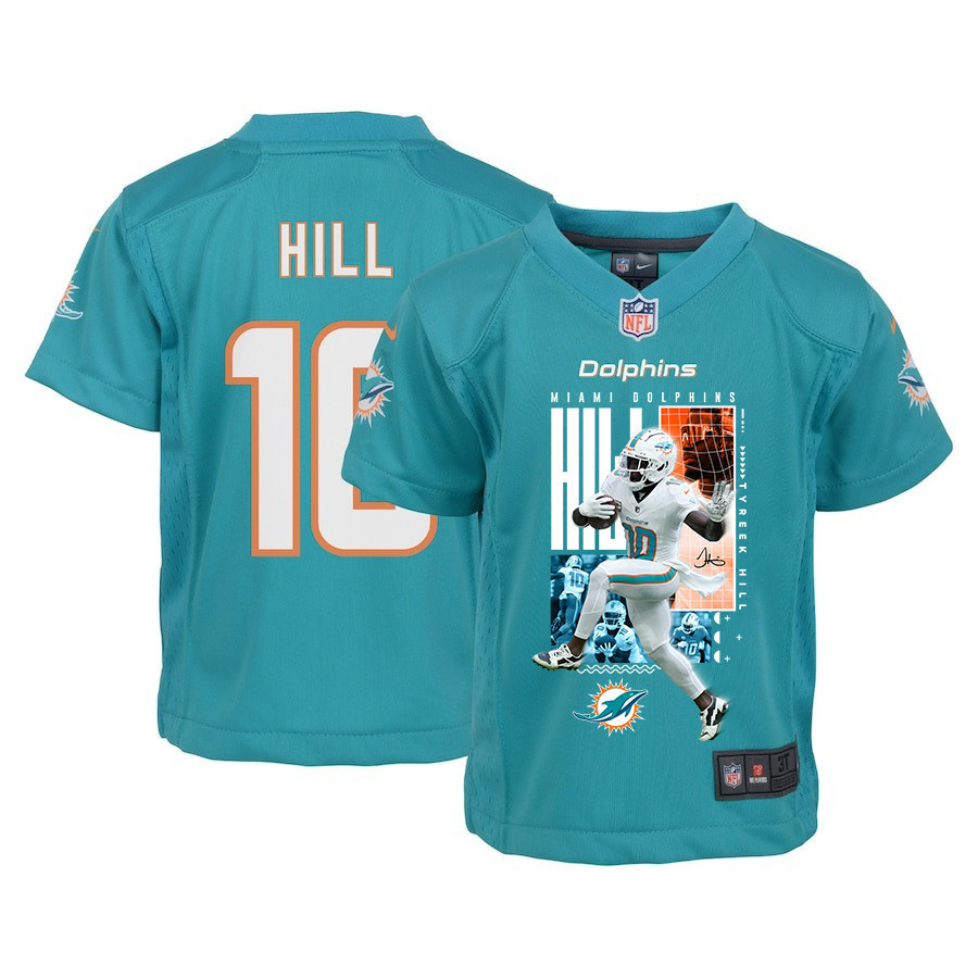Tyreek Hill 10 Miami Dolphins The Cheetah Game YOUTH Jersey - Aqua JS5307 Saliibo