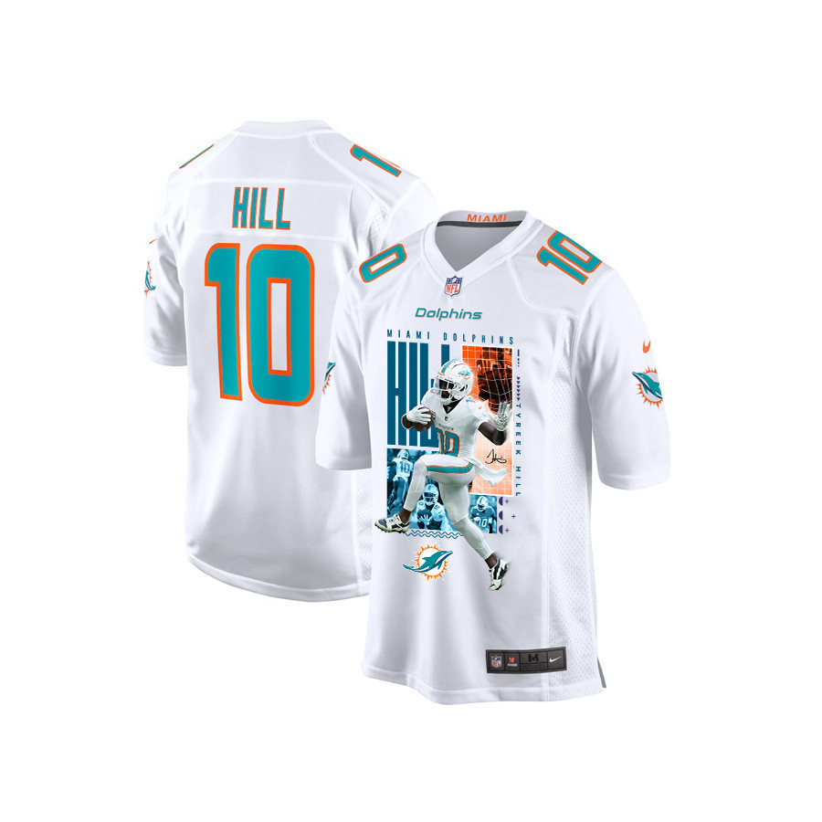 Tyreek Hill 10 Miami Dolphins The Cheetah Game YOUTH Jersey - White JS9157 Saliibo
