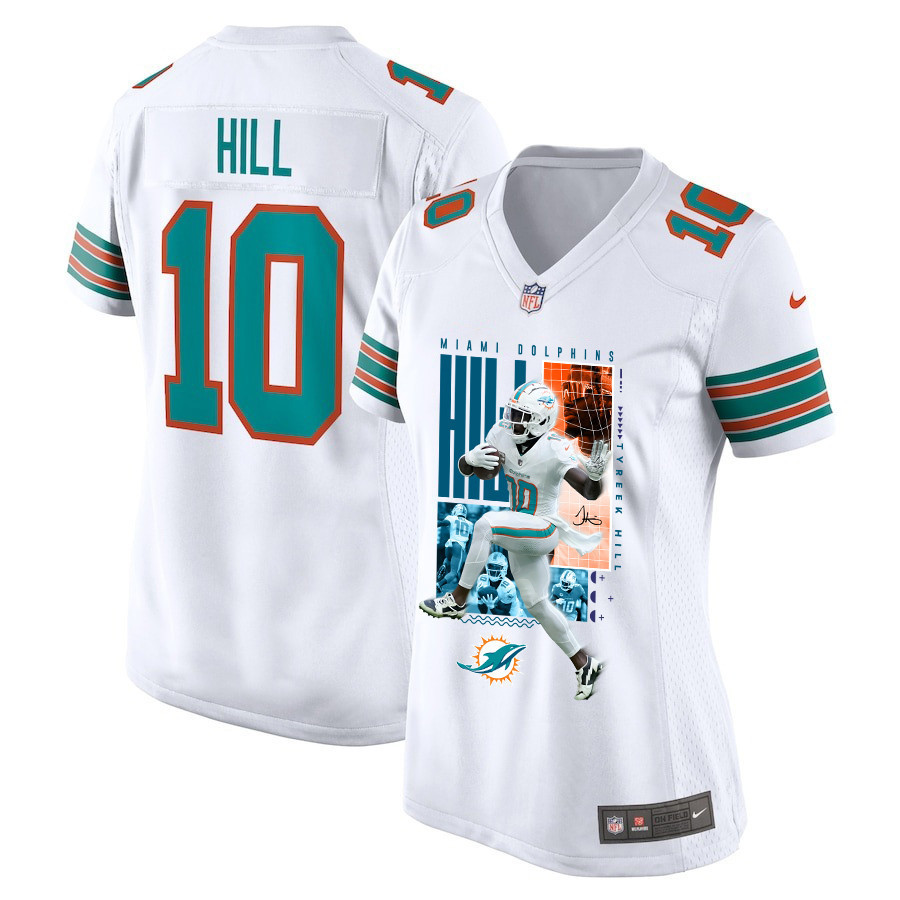 Tyreek Hill 10 Miami Dolphins The Cheetah Women Game Jersey - White JS8594 Saliibo