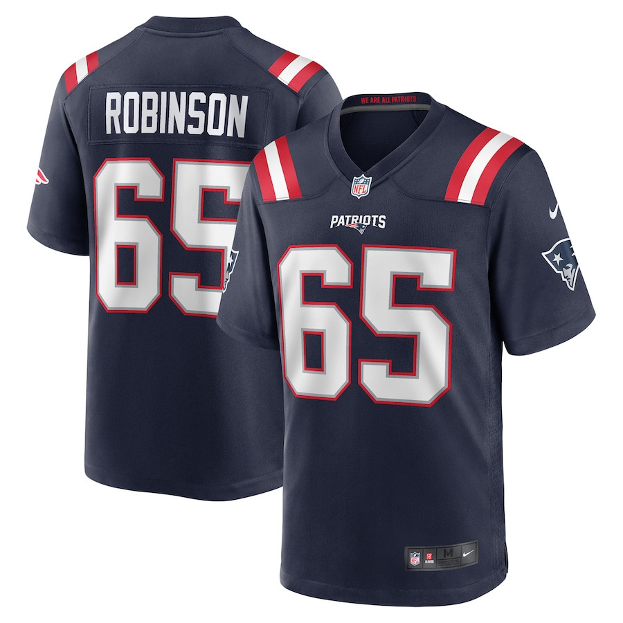 Tyrese Robinson 65 New England Patriots Game Men Jersey - Navy JS8947 Saliibo