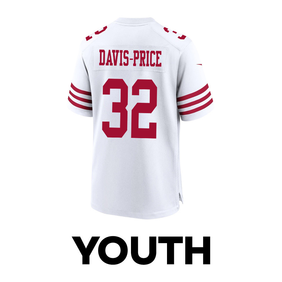 Tyrion Davis-Price 32 San Francisco 49ers Super Bowl LVIII Patch Game YOUTH Jersey - White JS5822 Saliibo - Image 3