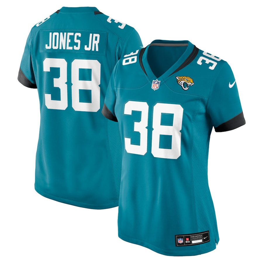 Velus Jones Jr. 38 Jacksonville Jaguars Women's Game Jersey - Teal JS2069 Saliibo