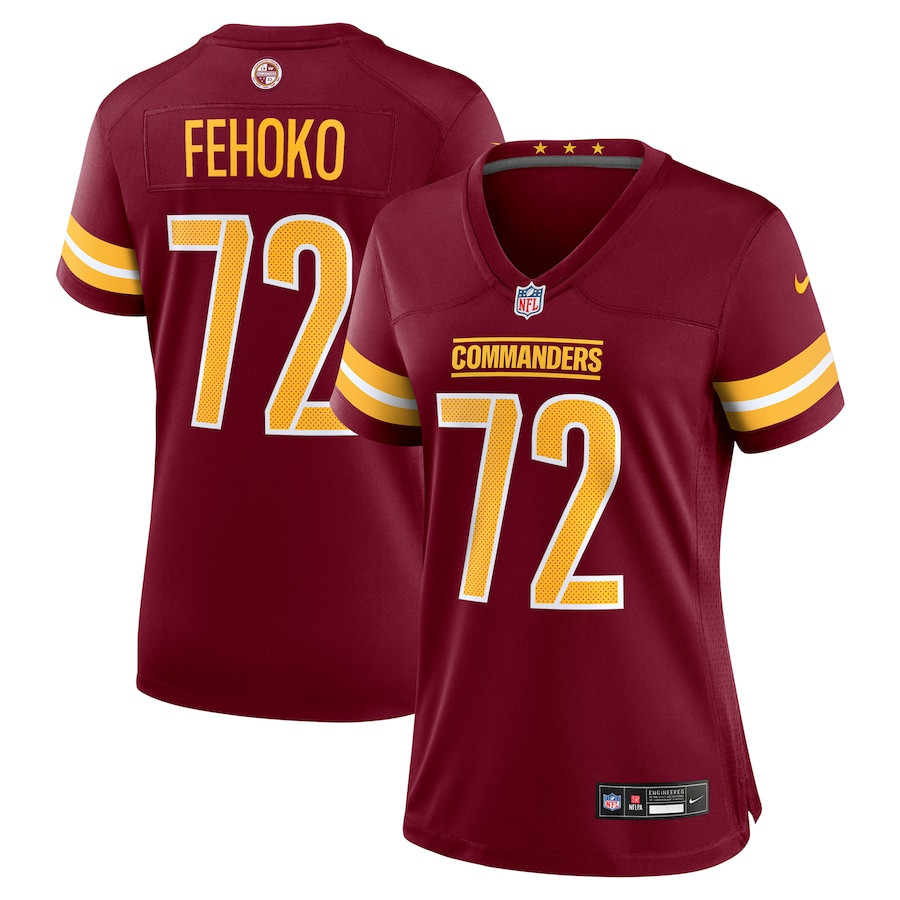 Viliami Fehoko Jr. 72 Washington Commanders Women's Team Game Jersey - Burgundy JS6218 Saliibo