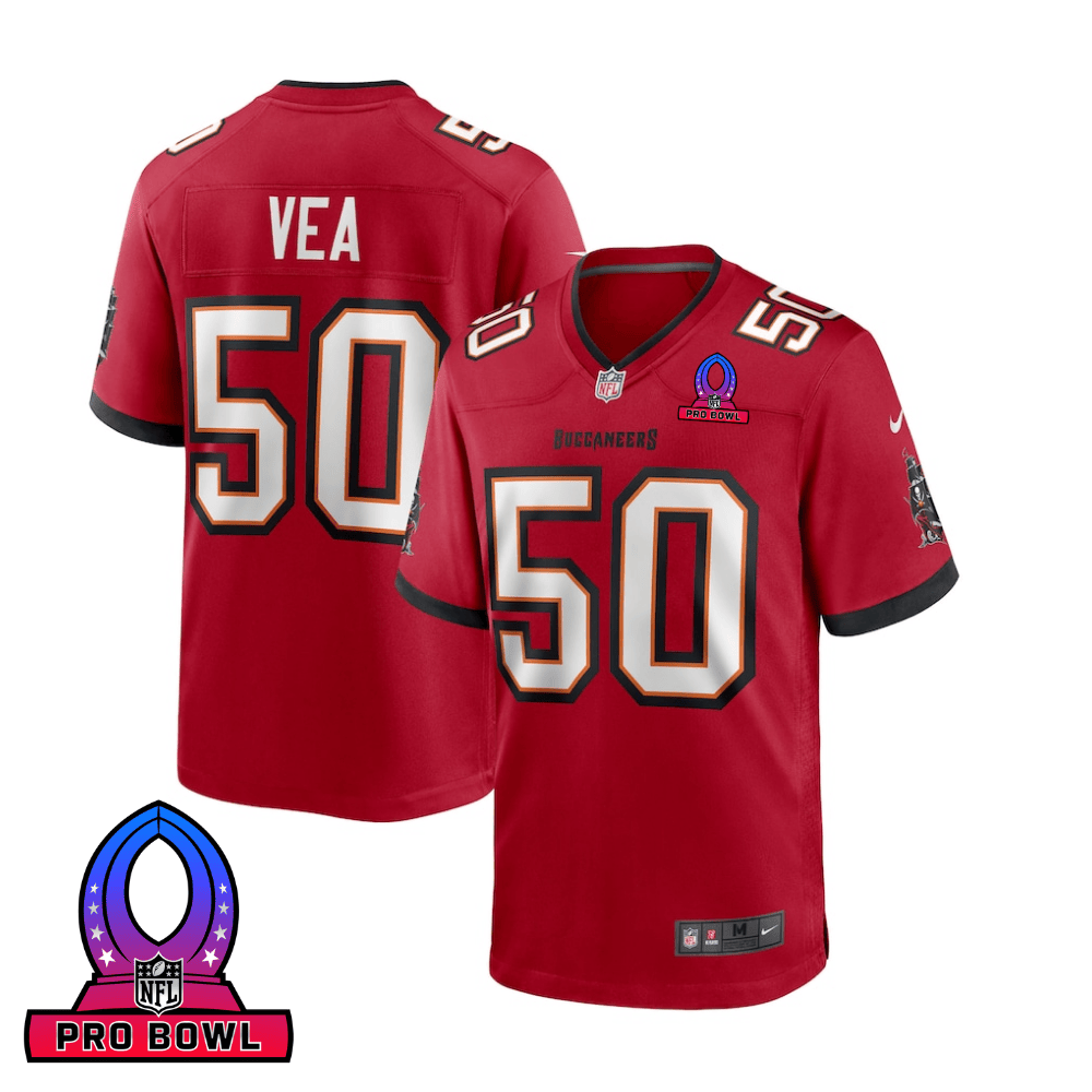 Vita Vea 50 Tampa Bay Buccaneers 2025 Pro Bowl Patch Game Men Jersey - Red JS9143 Saliibo