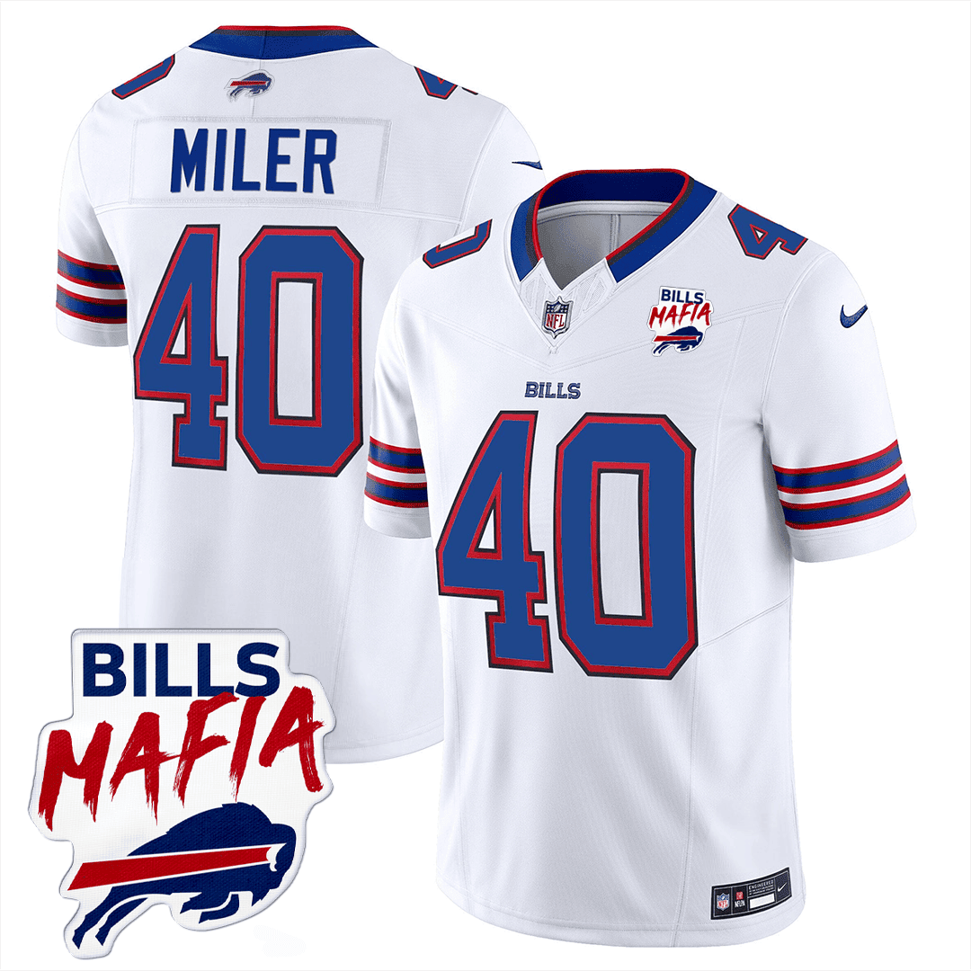Von Miller 40 Buffalo Bills Bills Mafia Patch Game Men Jersey - White JS9373 Saliibo