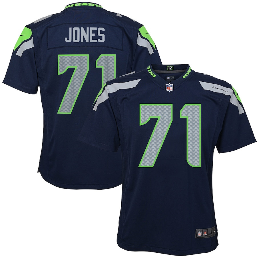 Walter Jones 71 Seattle Seahawks YOUTH Retired Game Jersey - Navy Blue JS9843 Saliibo
