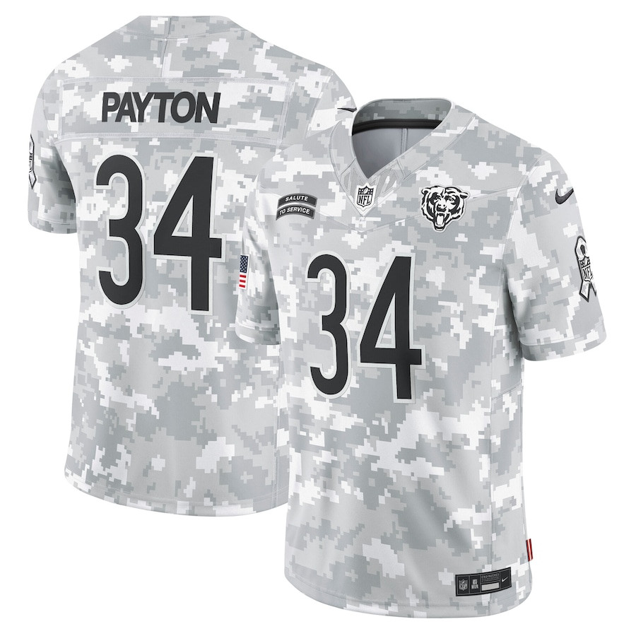 Walter Payton 34 Chicago Bears 2024 Salute to Service Retired Player Limited Men Jersey - Arctic Camo JS4160 Saliibo