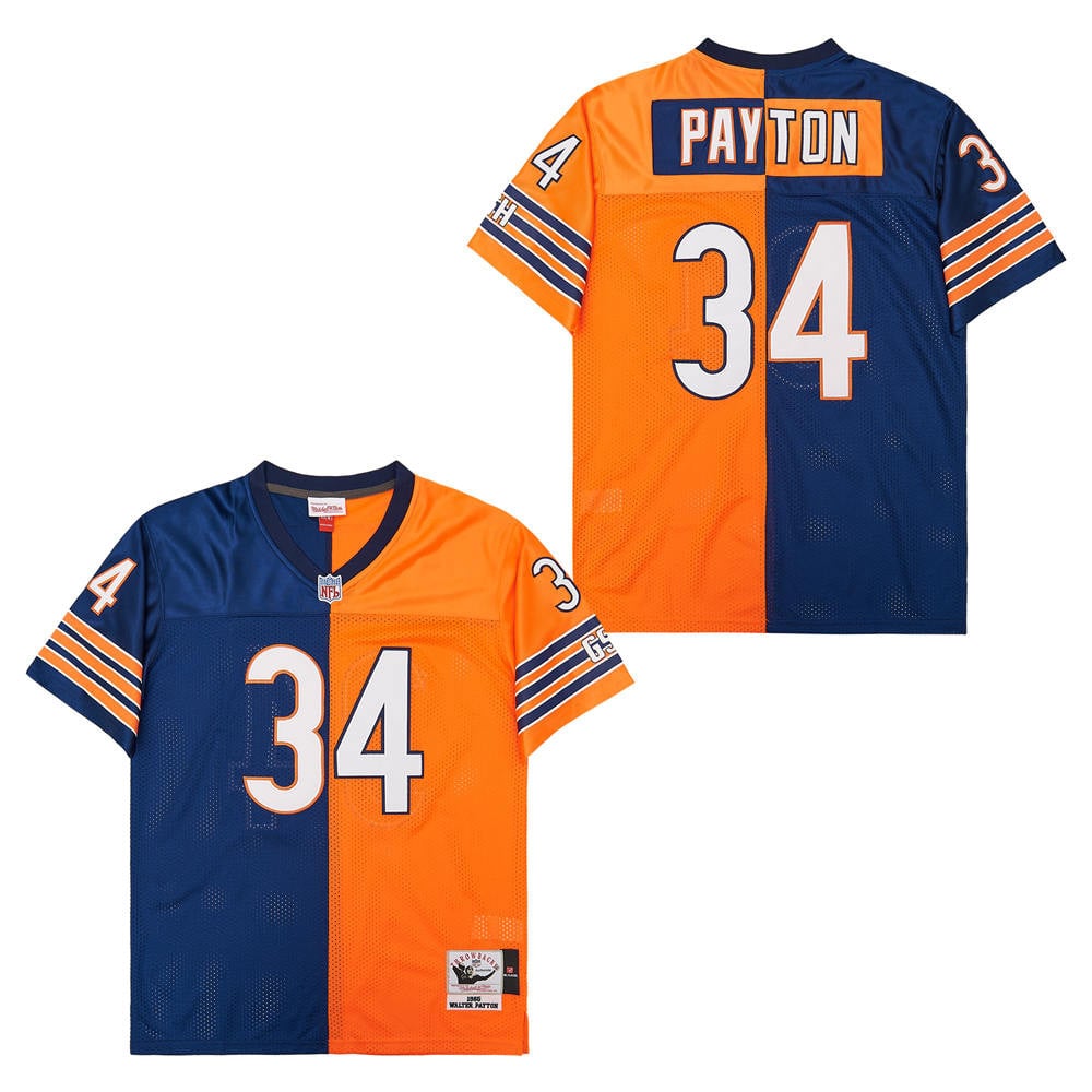 Walter Payton 34 Chicago Bears Two-Toned Retro Throwback Men Jersey - Orange/Navy JS4278 Saliibo