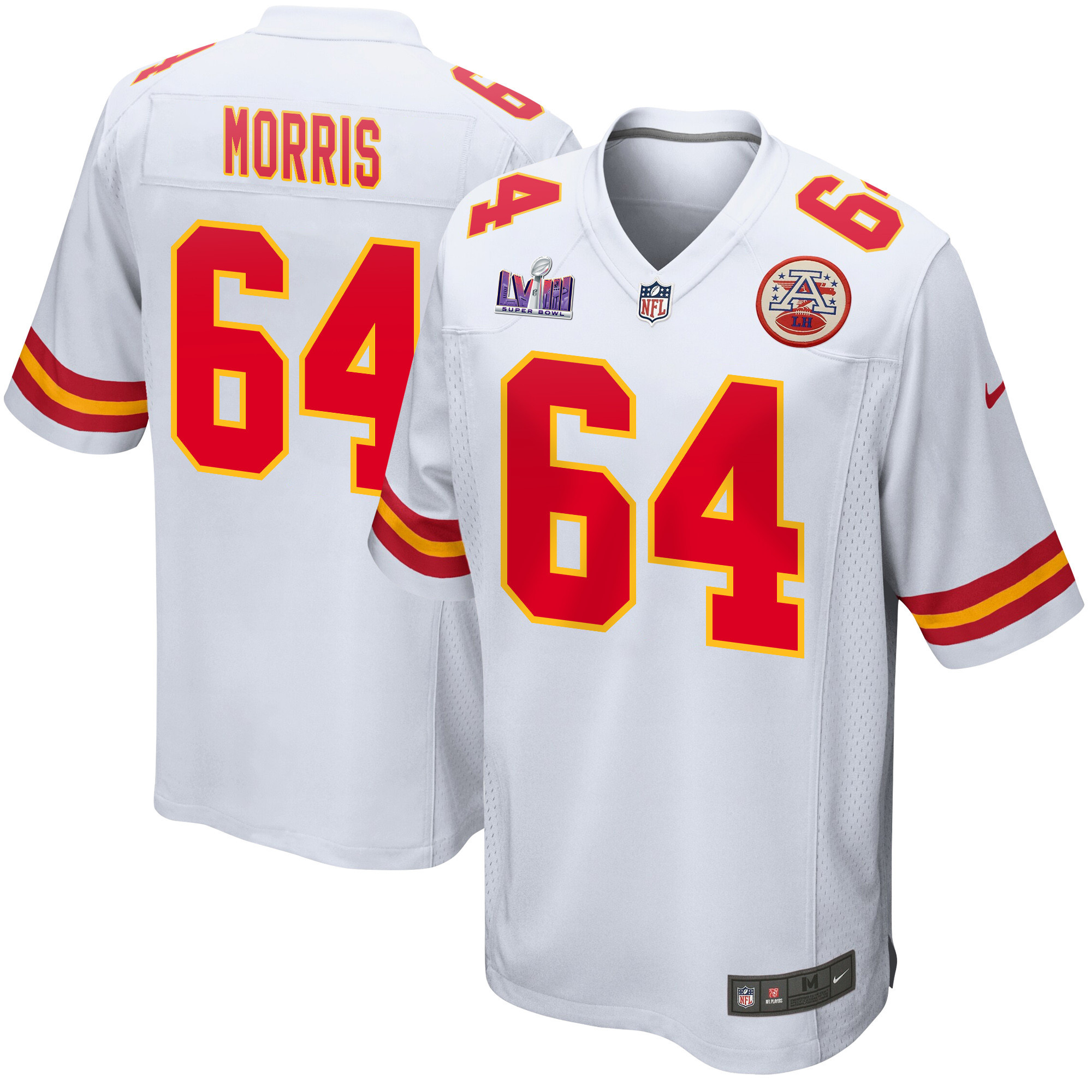 Wanya Morris 64 Kansas City Chiefs Super Bowl LVIII Patch Game Men Jersey - White JS7466 Saliibo