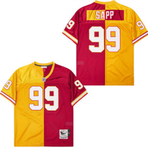 Warren Sapp 99 Tampa Bay Buccaneers Two-Toned Throwback Men Jersey - Yellow/Red JS1239 Saliibo