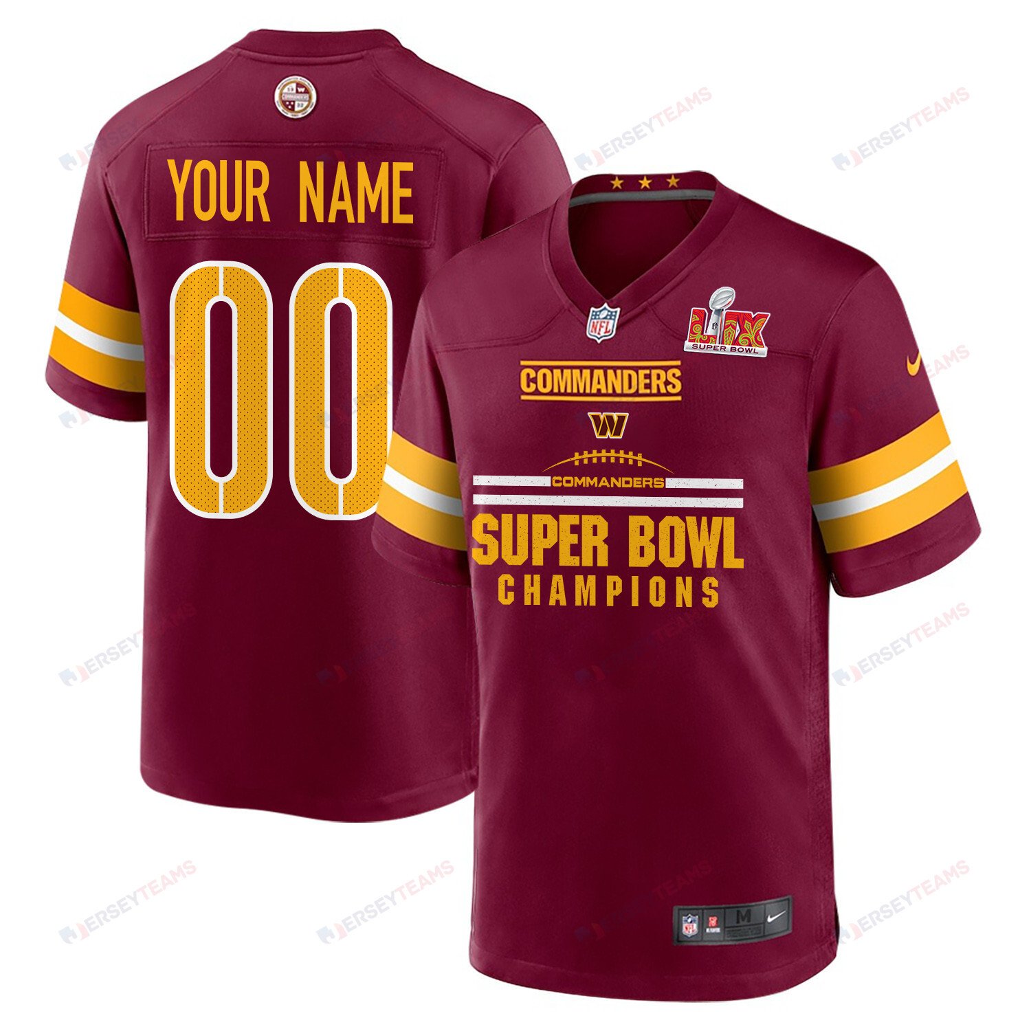 Washington Commanders Super Bowl LIX Champions Ball Game Men Custom Jersey - Burgundy JS4573 Saliibo