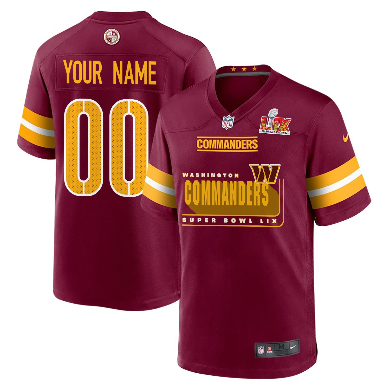 Washington Commanders Super Bowl LIX Champions Big Commanders Game Men Custom Jersey - Burgundy JS6804 Saliibo