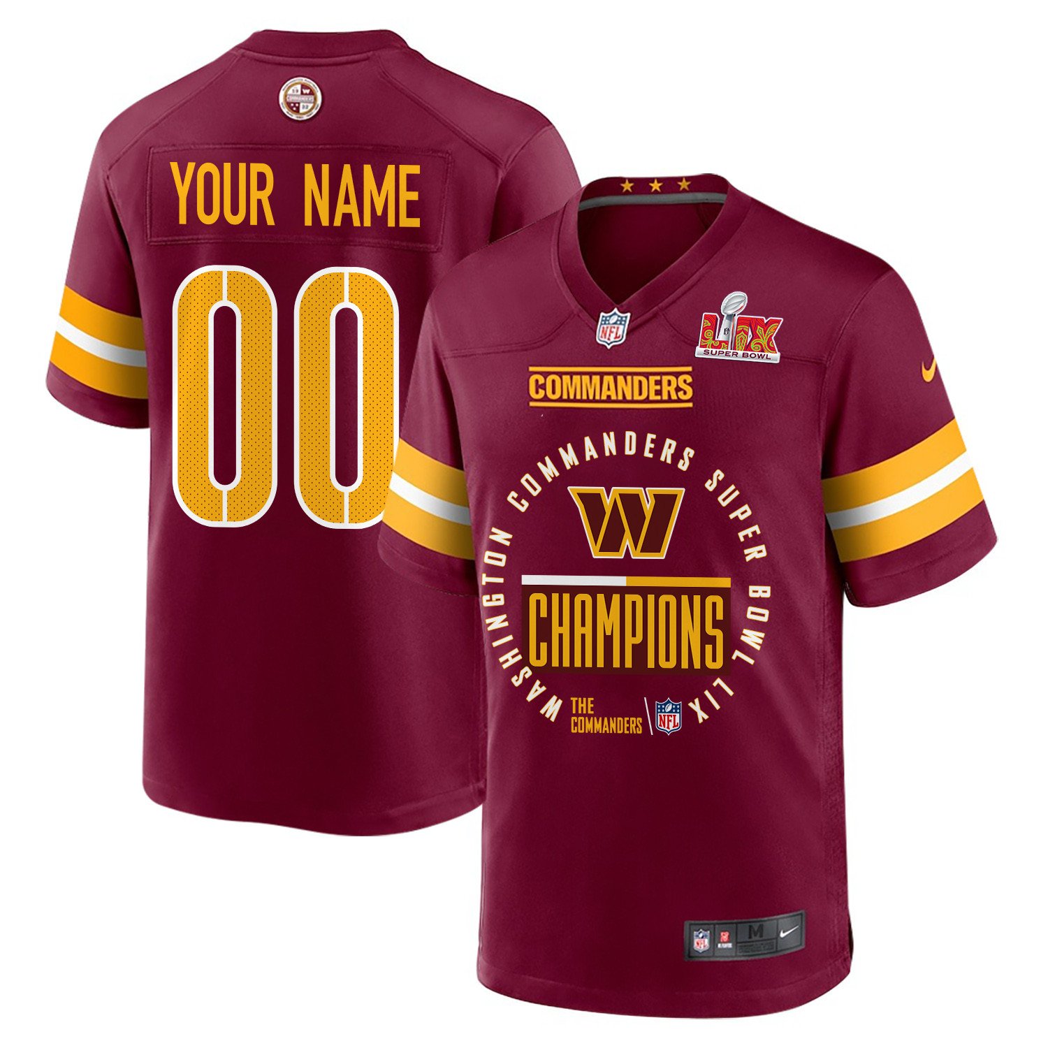 Washington Commanders Super Bowl LIX Champions Game Men Custom Jersey - Burgundy JS9067 Saliibo