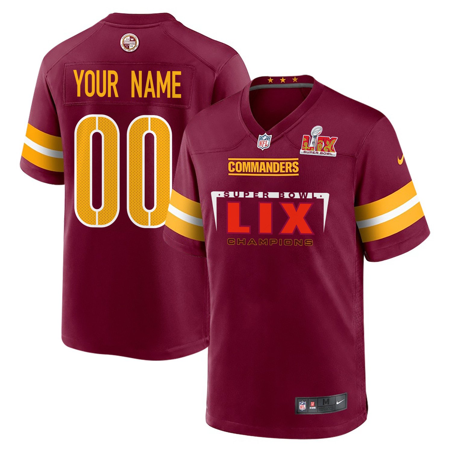 Washington Commanders Super Bowl LIX Champions Simple Style Game Men Custom Jersey - Burgundy JS7739 Saliibo