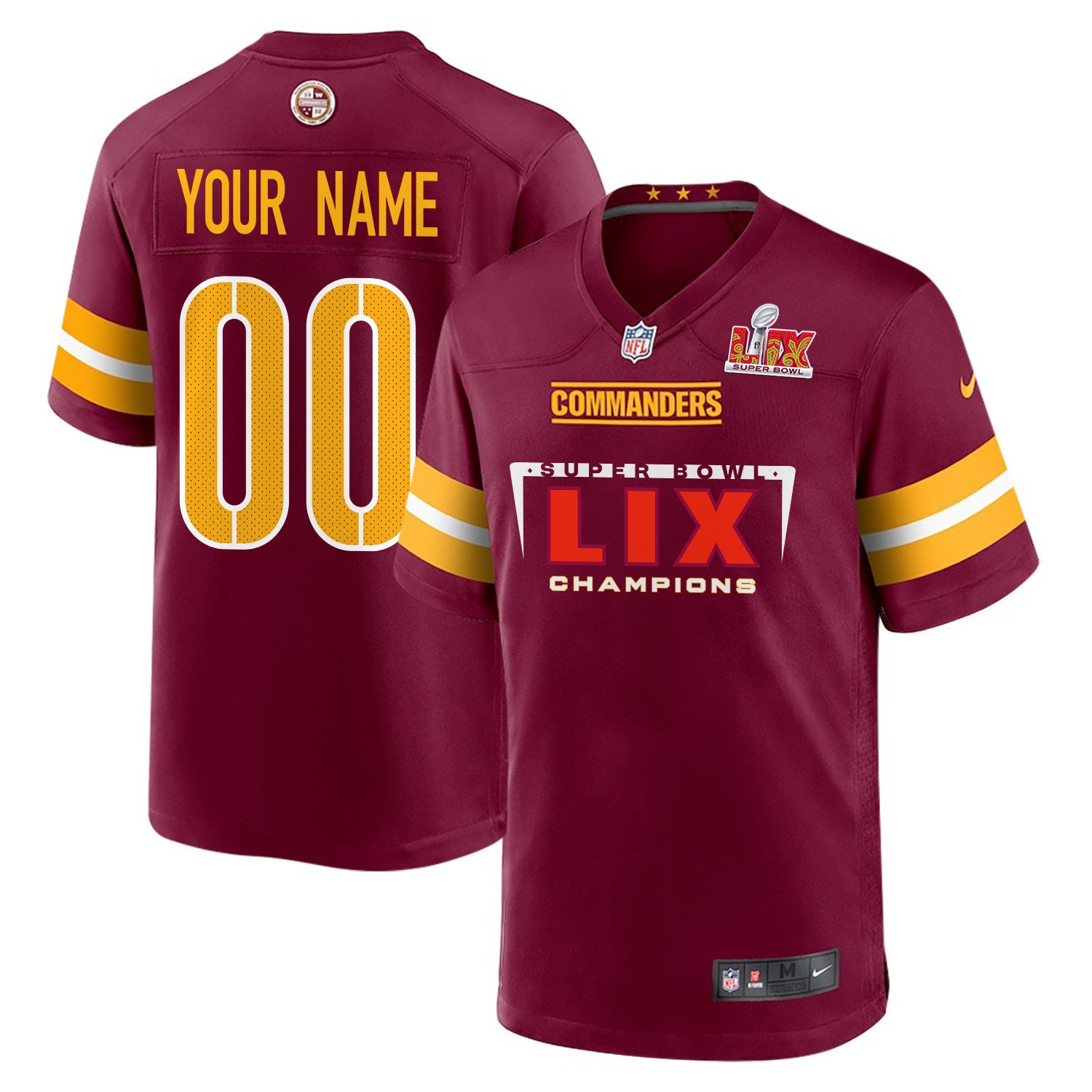 Washington Commanders Super Bowl LIX Champions Simple Style V2 Game Men Custom Jersey - Burgundy JS2306 Saliibo