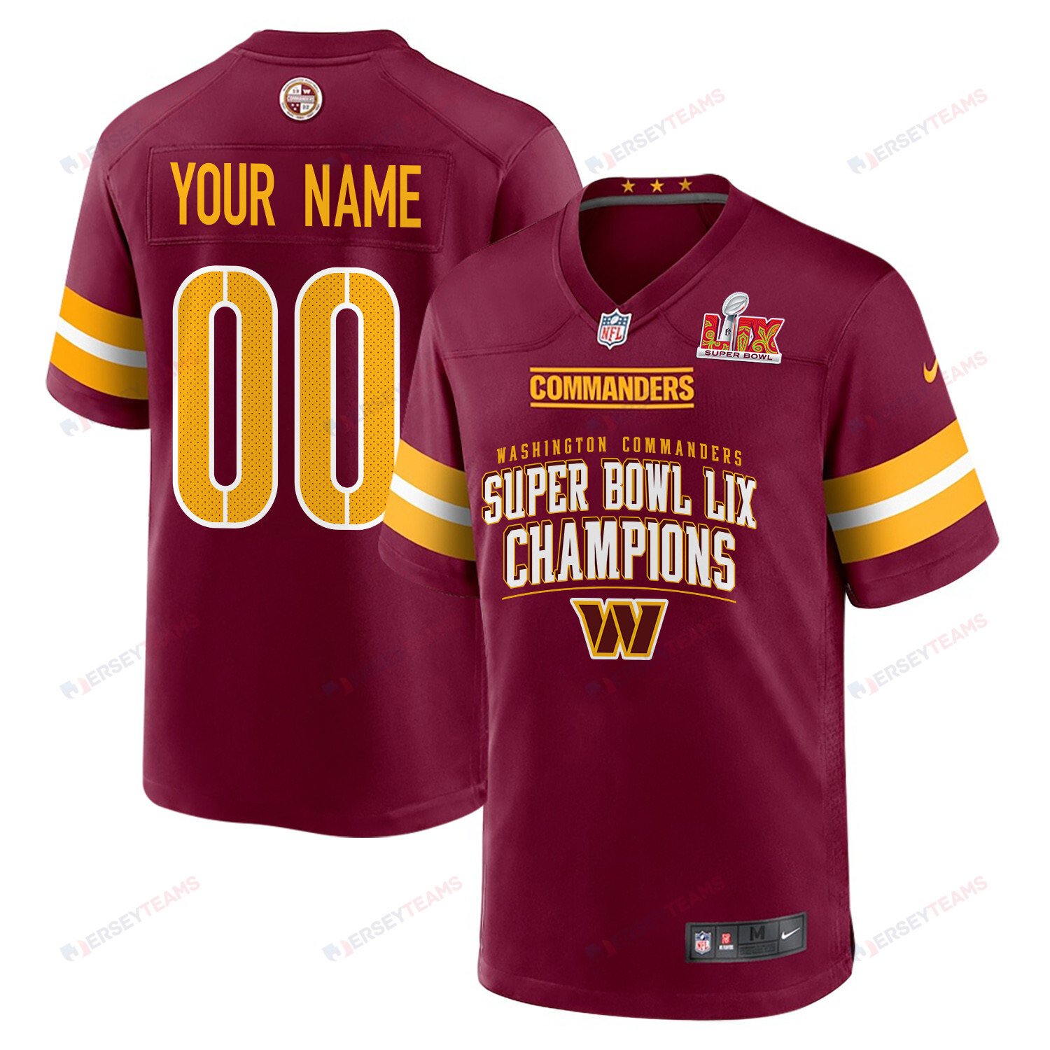 Washington Commanders Super Bowl LIX Champions V2 Game Men Custom Jersey - Burgundy JS4494 Saliibo