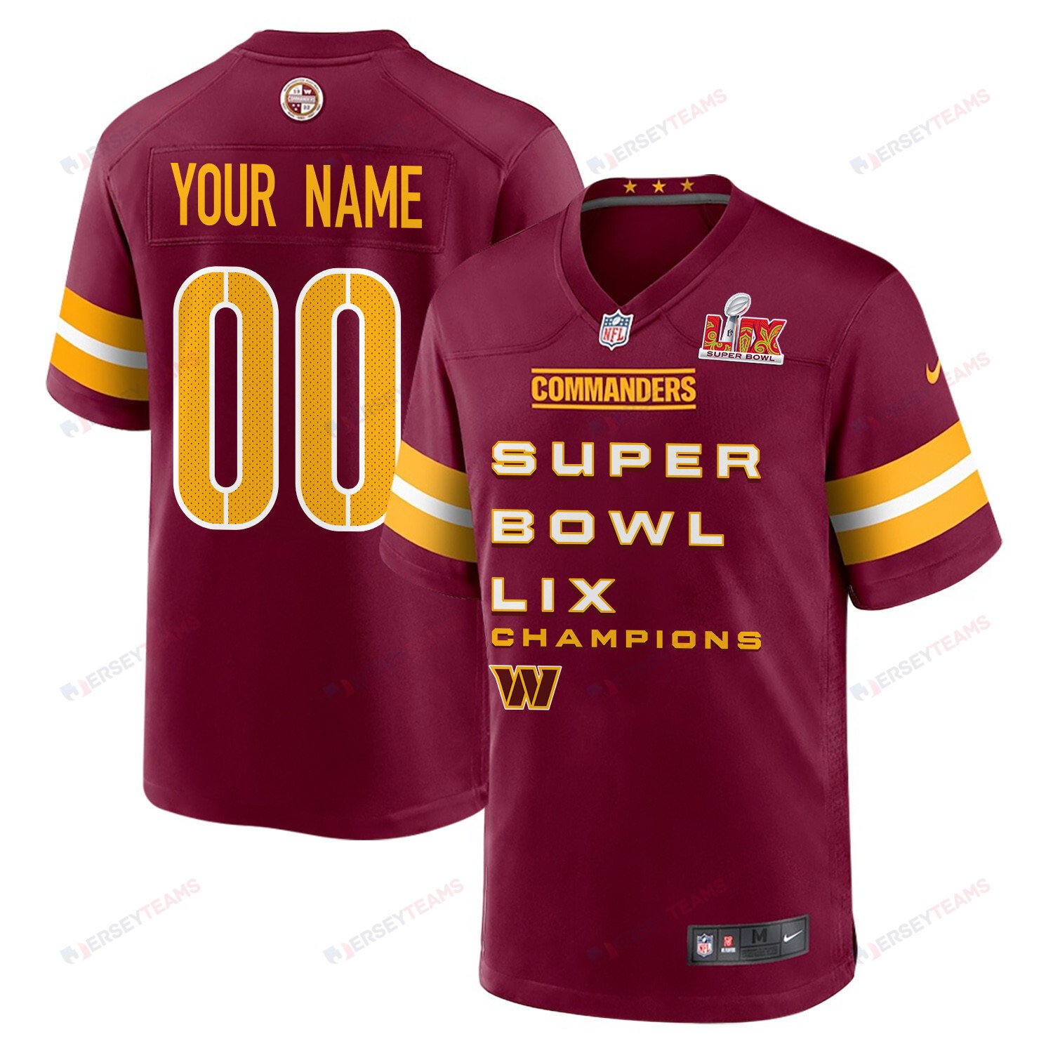 Washington Commanders Super Bowl LIX Champions V3 Game Men Custom Jersey - Burgundy JS1119 Saliibo