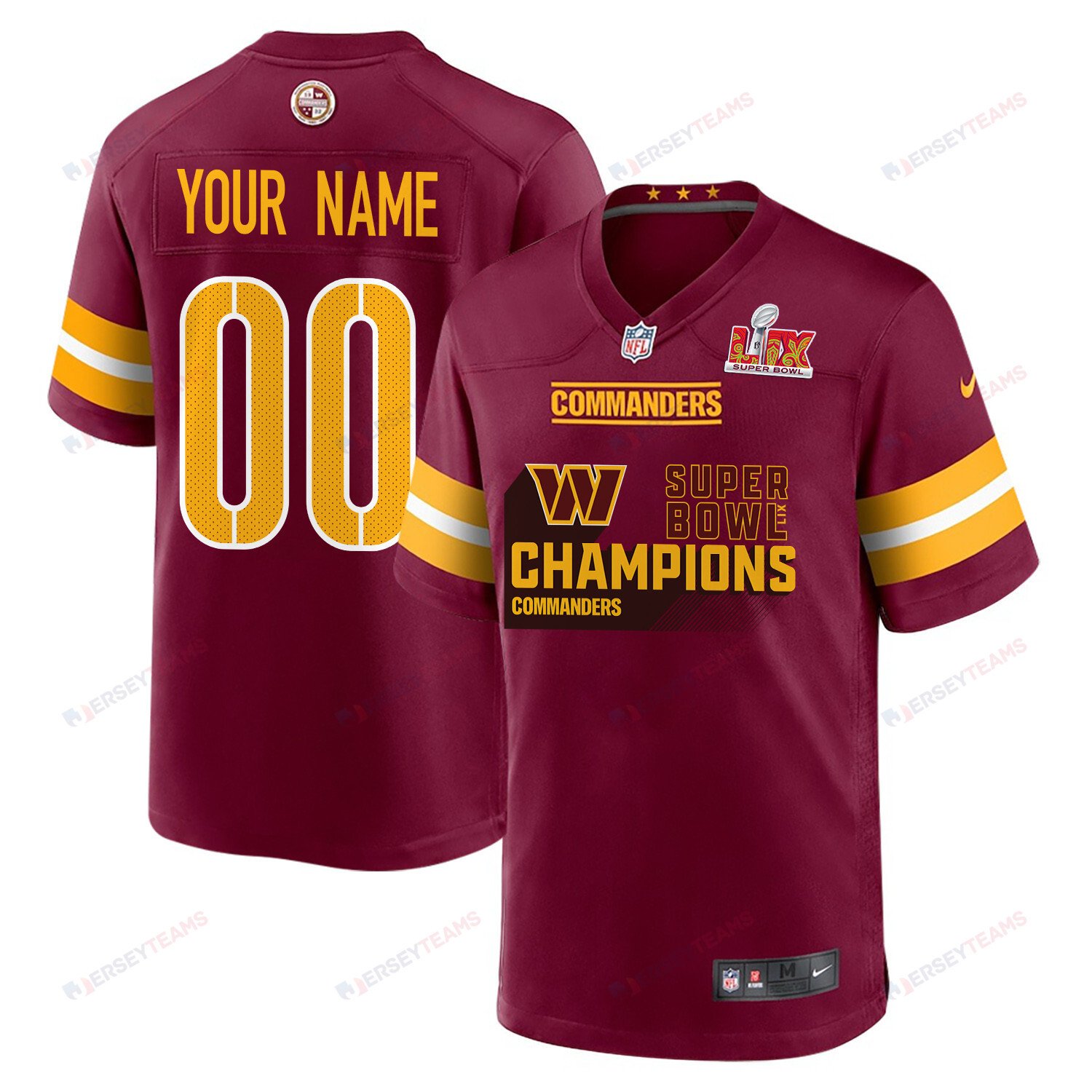 Washington Commanders Super Bowl LIX Champions V4 Game Men Custom Jersey - Burgundy JS8523 Saliibo