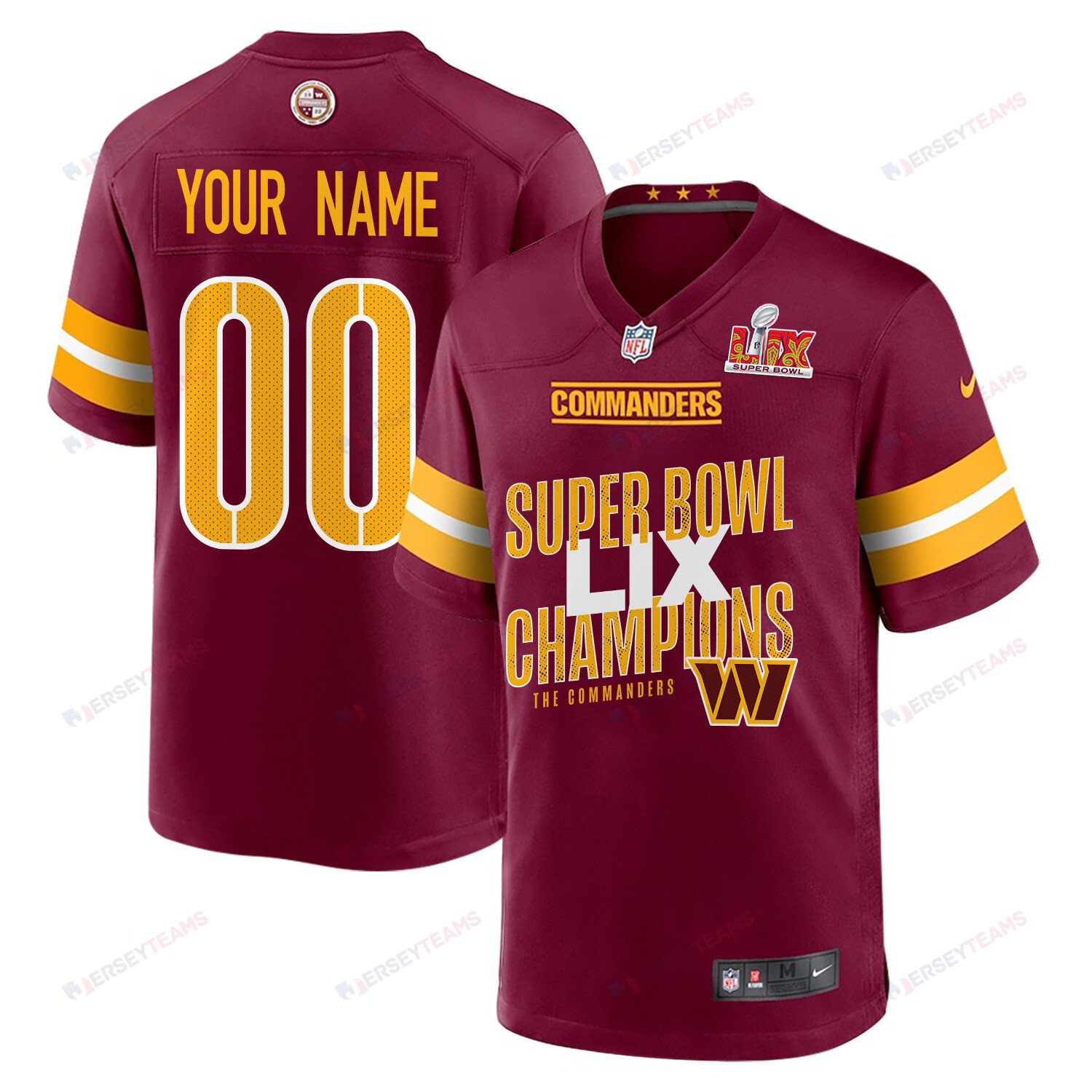 Washington Commanders Super Bowl LIX Champions V5 Game Men Custom Jersey - Burgundy JS2815 Saliibo