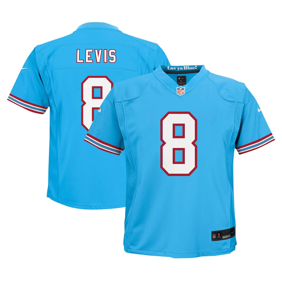 Will Levis 8 Tennessee Titans Alternate Player Game YOUTH Jersey - Light Blue JS8537 Saliibo