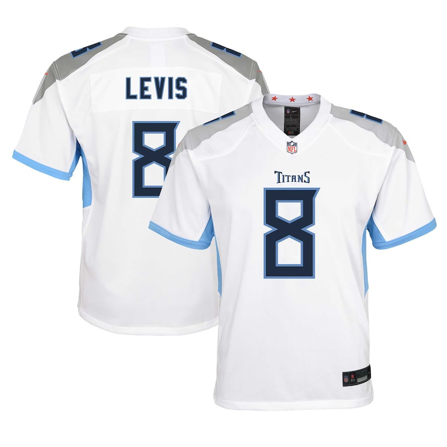 Will Levis 8 Tennessee Titans Player Game YOUTH Jersey - White JS3953 Saliibo