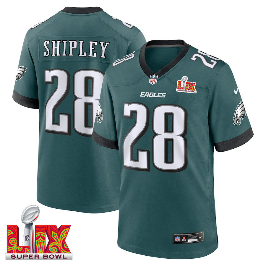 Will Shipley #28 Philadelphia Eagles Super Bowl LIX Jersey - Men's - Midnight Green JS7249 Saliibo