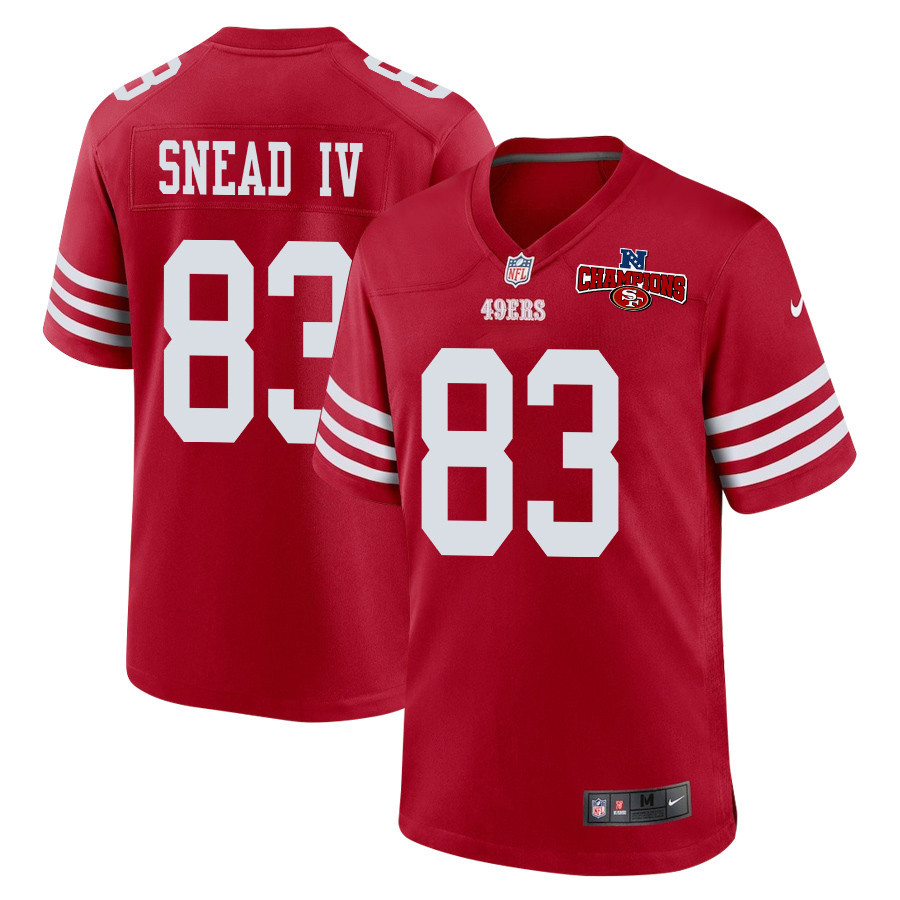 Willie Snead IV 83 San Francisco 49ers NFC Champions Patch Game Men Jersey - Scarlet JS1828 Saliibo
