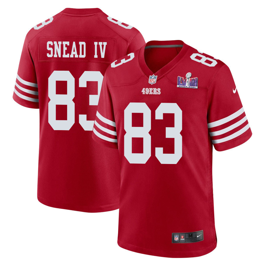 Willie Snead IV 83 San Francisco 49ers Super Bowl LVIII Patch Game Men Jersey - Scarlet JS9333 Saliibo