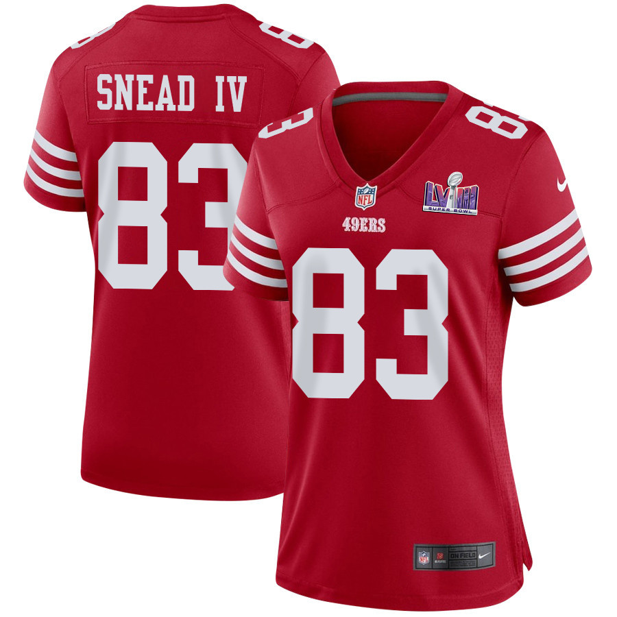 Willie Snead IV 83 San Francisco 49ers Super Bowl LVIII Patch Game Women Jersey - Scarlet JS3318 Saliibo