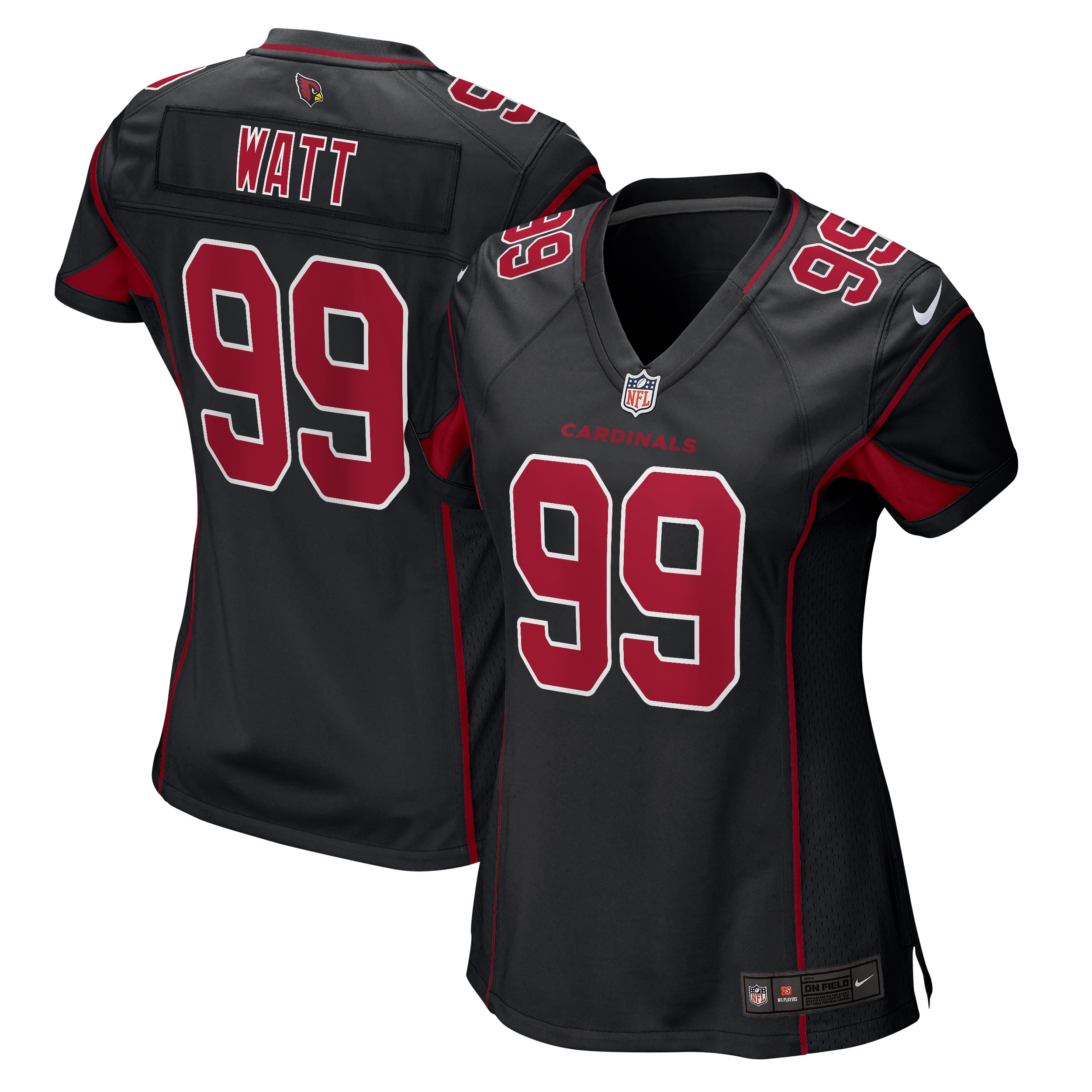 Women's Arizona Cardinals J.J. Watt Black 2nd Alternate Game Jersey JS2821 Saliibo