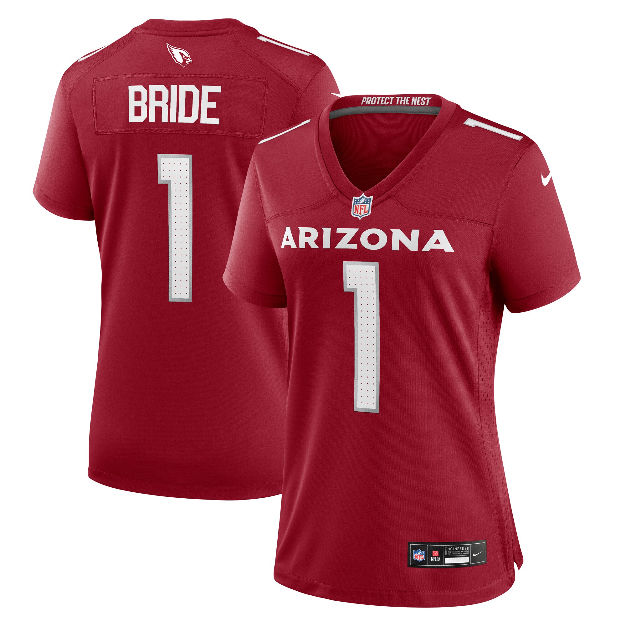 Women's Arizona Cardinals Number 1 Bride Cardinal Game Jersey JS8353 Saliibo