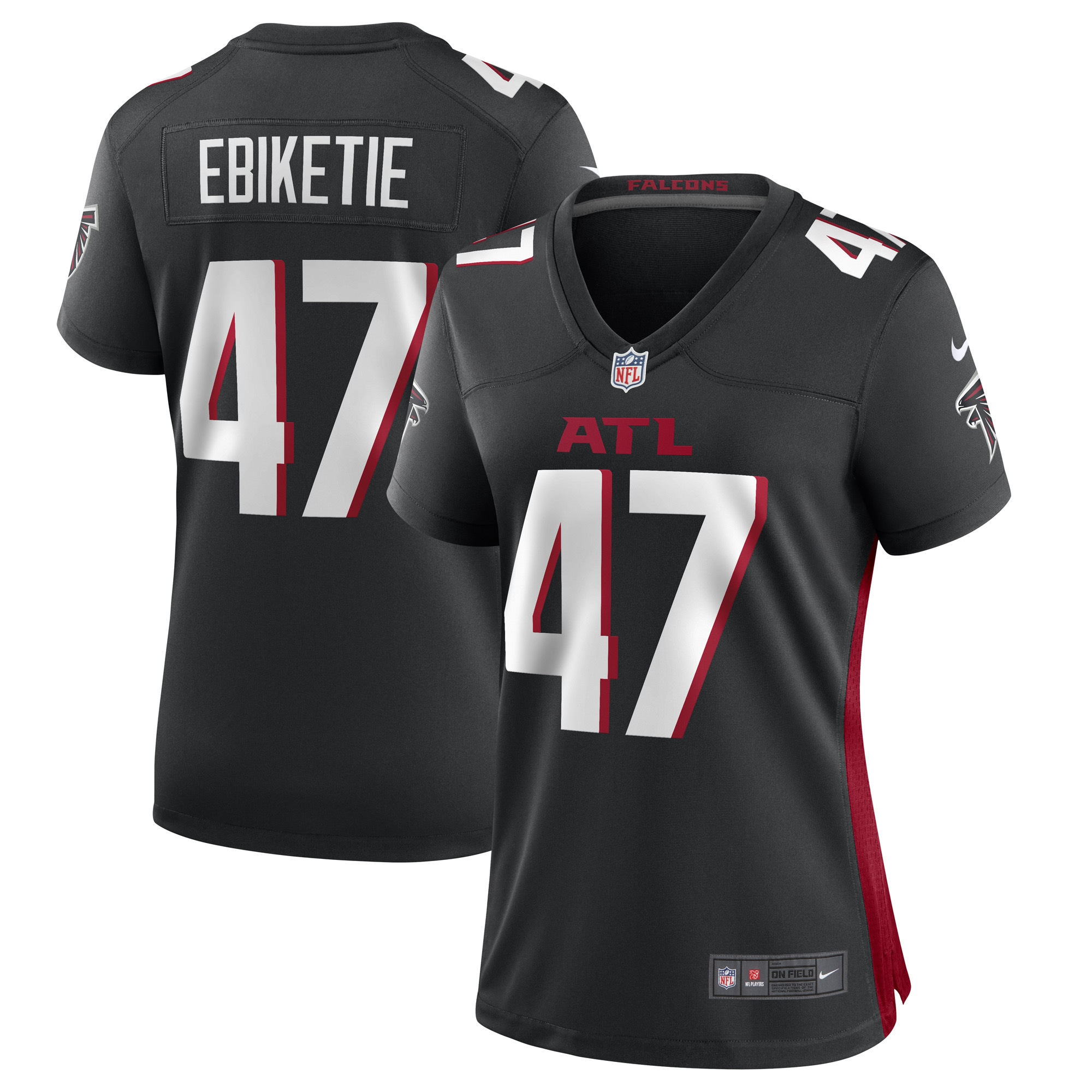 Women's Arnold Ebiketie Atlanta Falcons Black Game Player Jersey JS4413 Saliibo