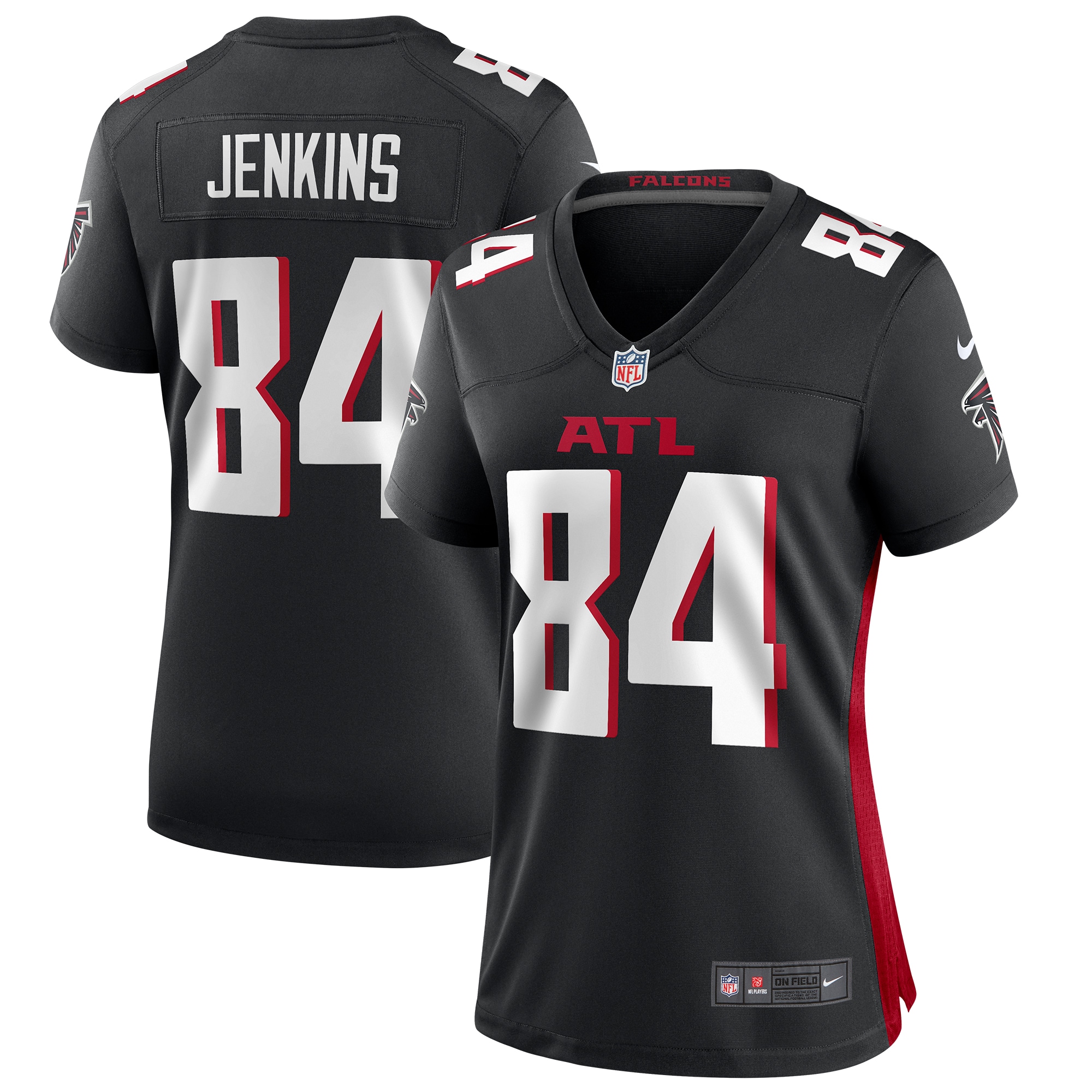 Women's Atlanta Falcons Alfred Jenkins Black Game Retired Player Jersey JS5383 Saliibo