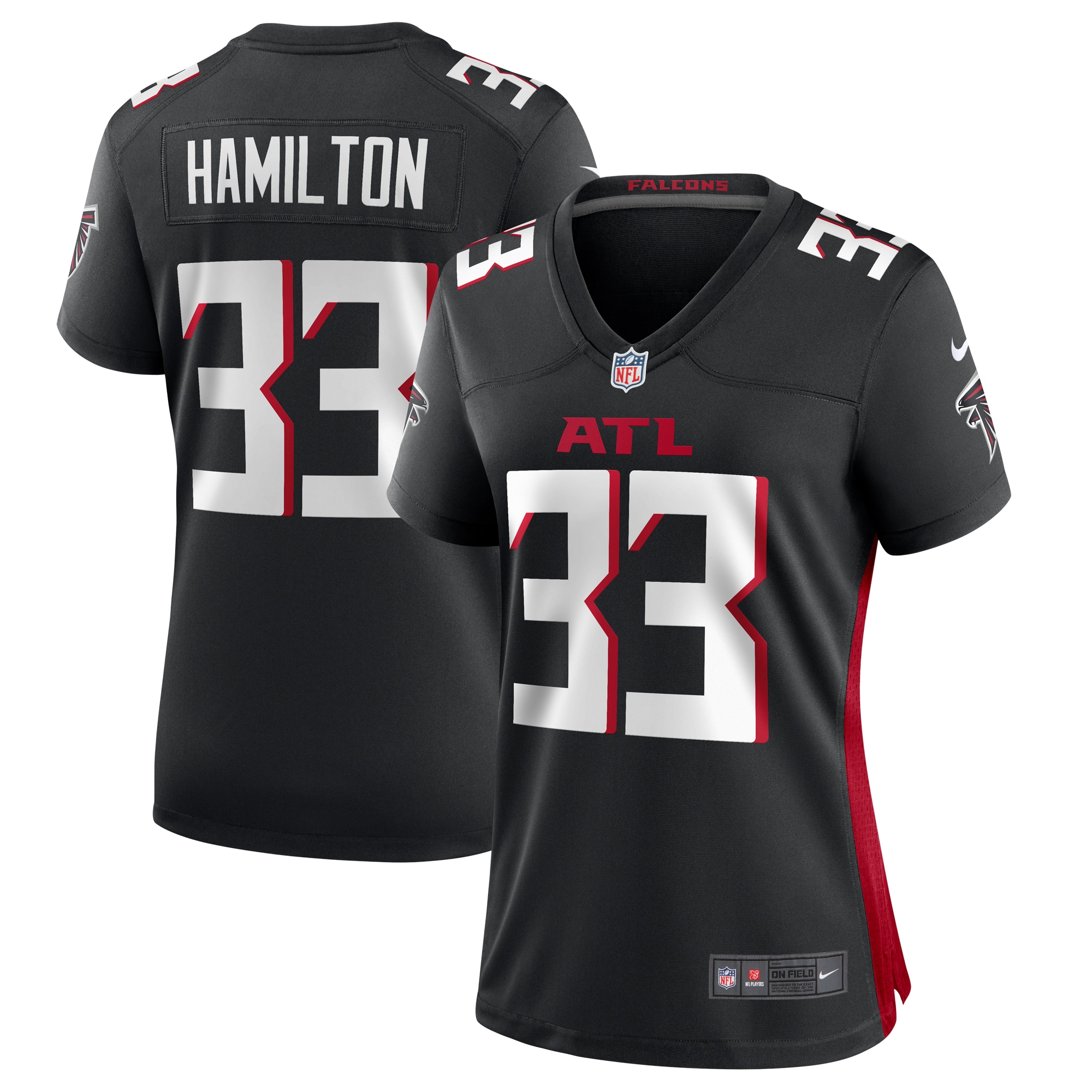 Women's Atlanta Falcons Antonio Hamilton Black Game Jersey JS8379 Saliibo
