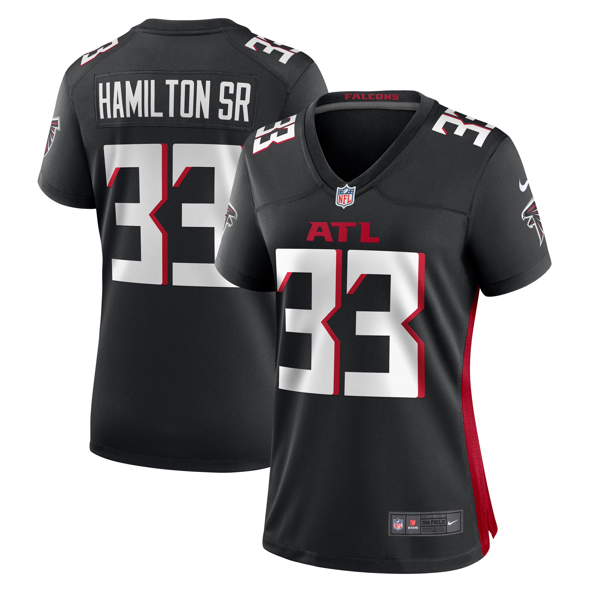 Women's Atlanta Falcons Antonio Hamilton Sr. Black Game Jersey JS9625 Saliibo