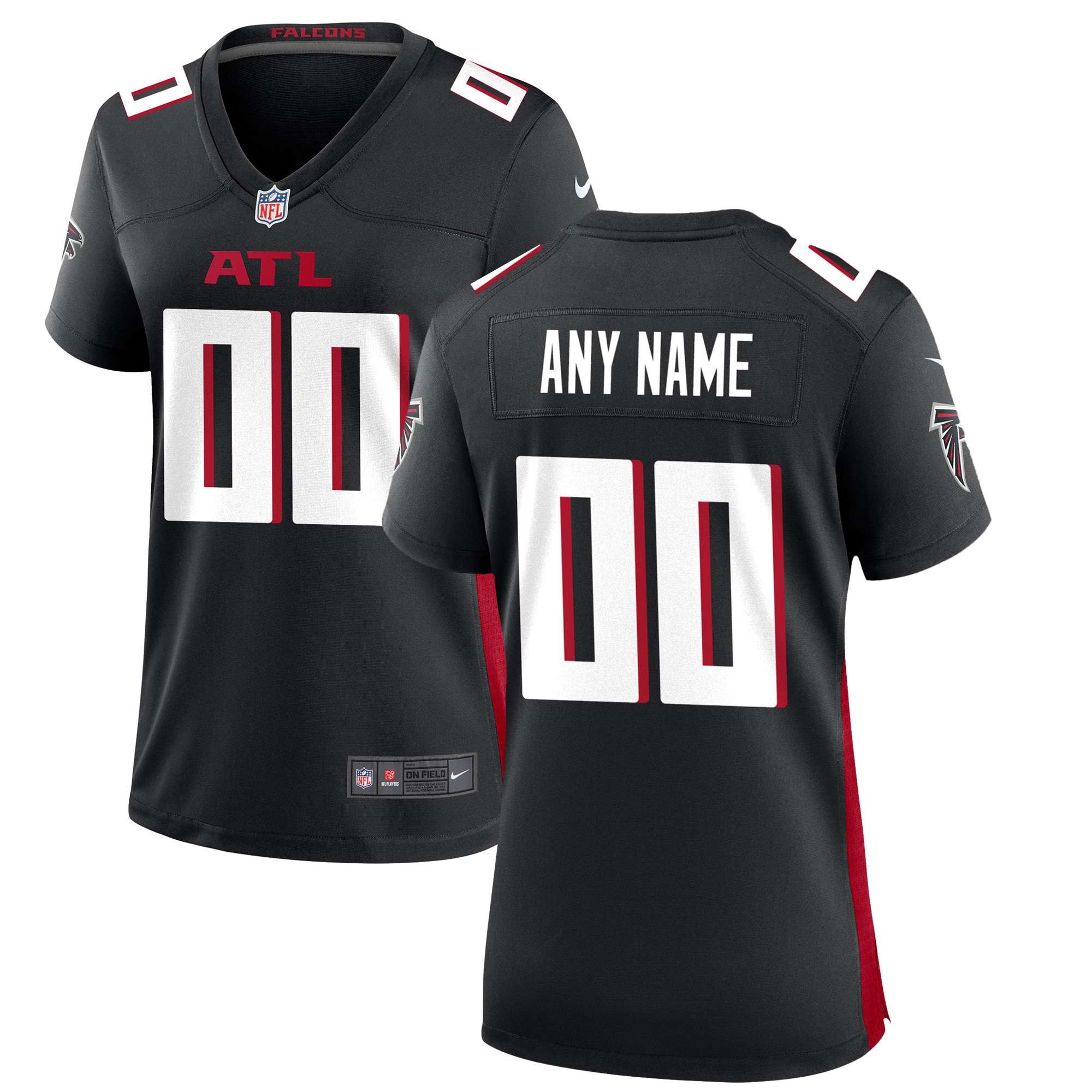 Women's Atlanta Falcons Black Custom Game Jersey JS7309 Saliibo