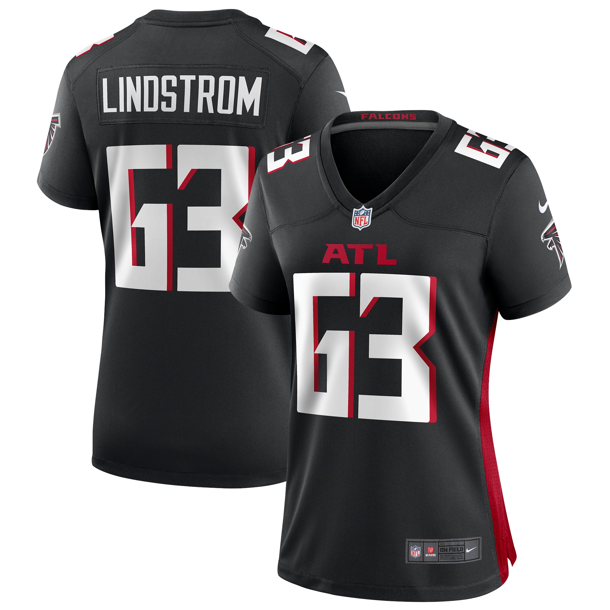 Women's Atlanta Falcons Chris Lindstrom Black Game Jersey JS8029 Saliibo