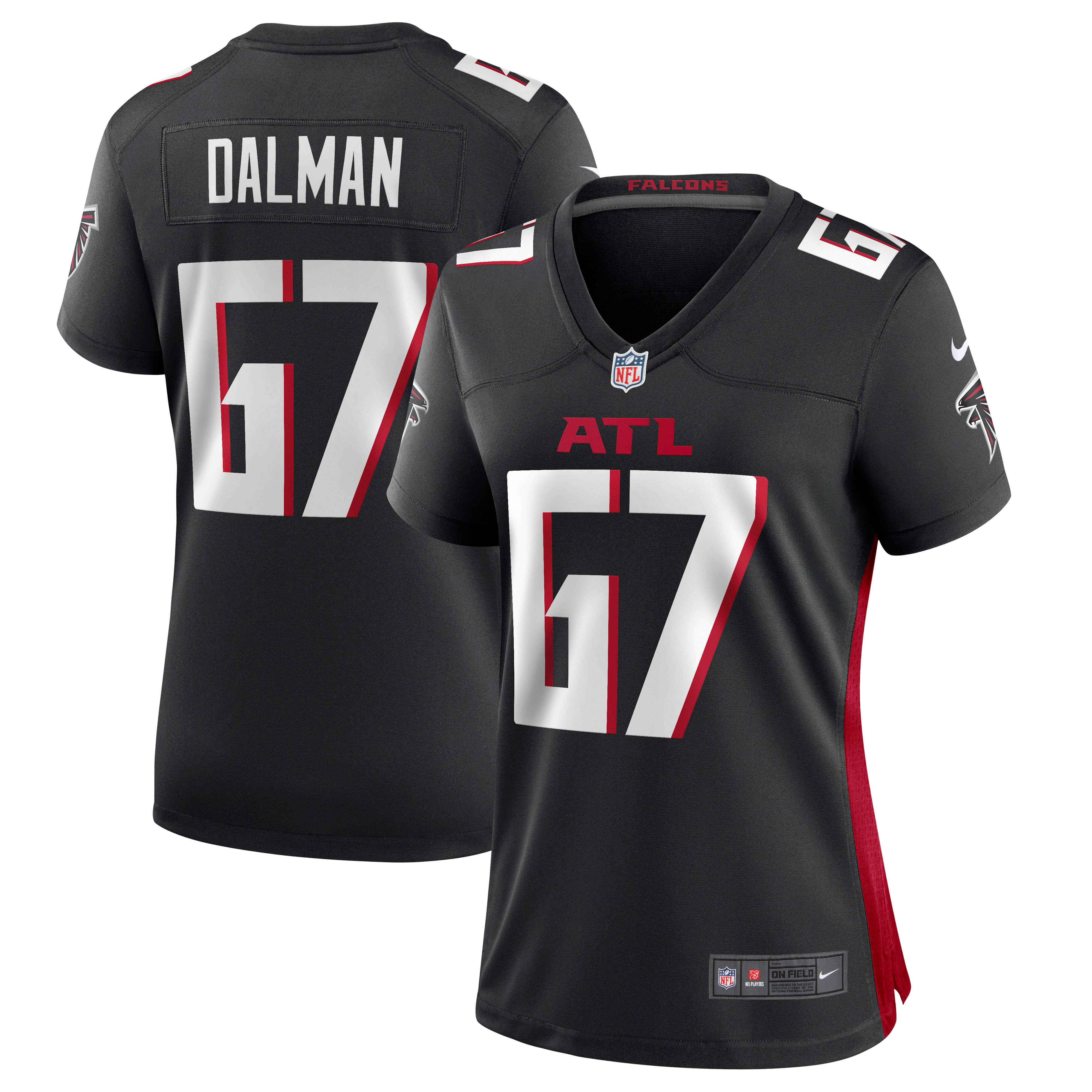 Women's Atlanta Falcons Drew Dalman Black Game Jersey JS6901 Saliibo