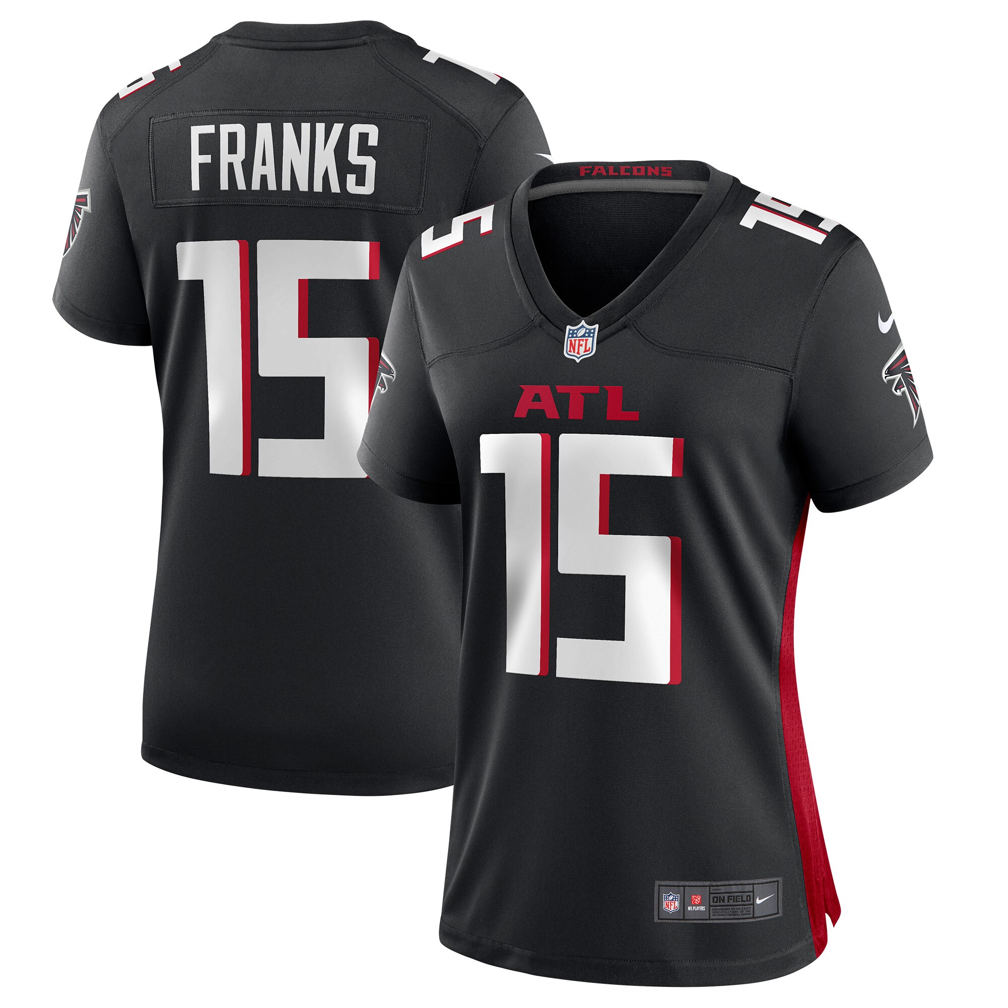 Women's Atlanta Falcons Feleipe Franks Black Game Jersey JS3454 Saliibo