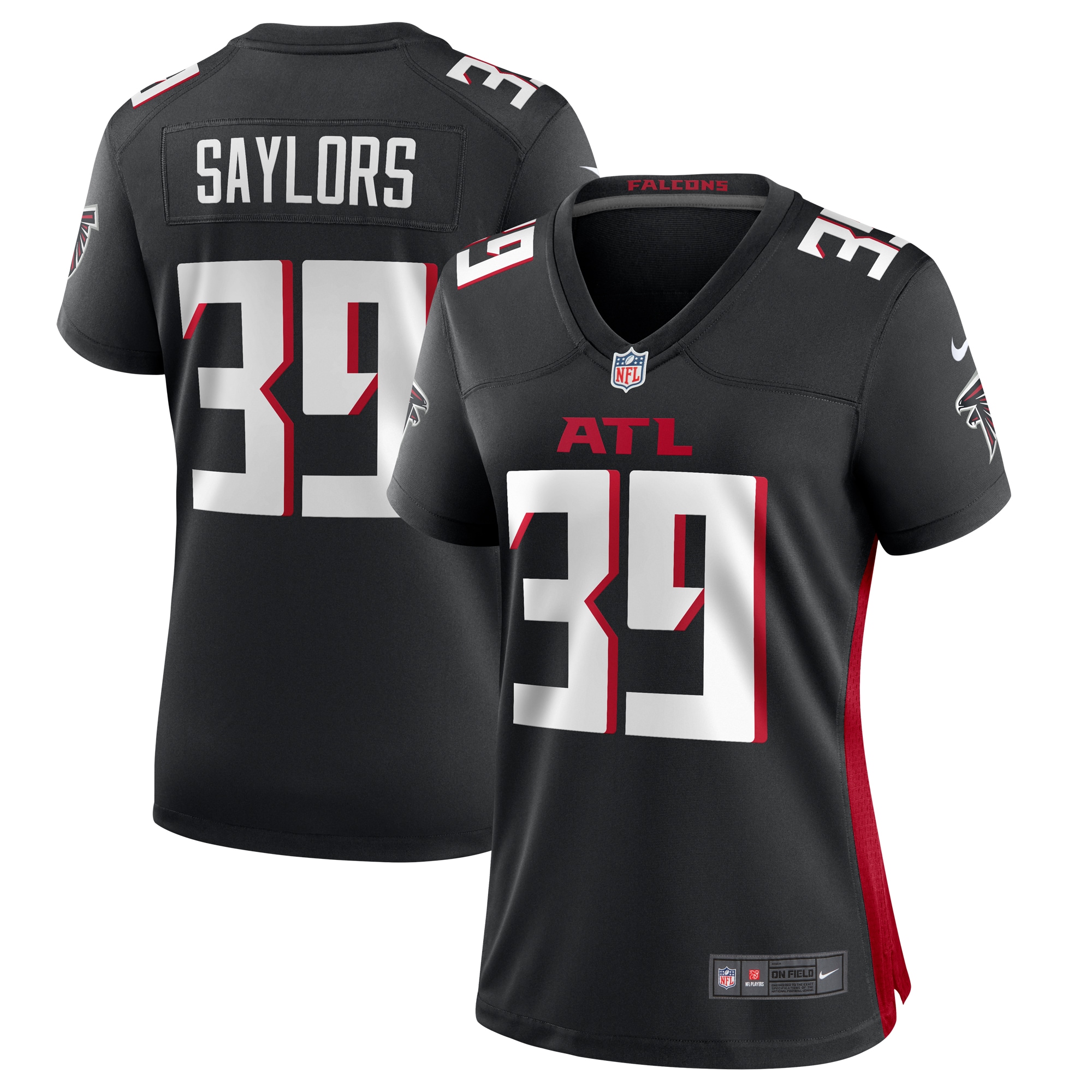Women's Atlanta Falcons Jacob Saylors Black Game Jersey JS8165 Saliibo