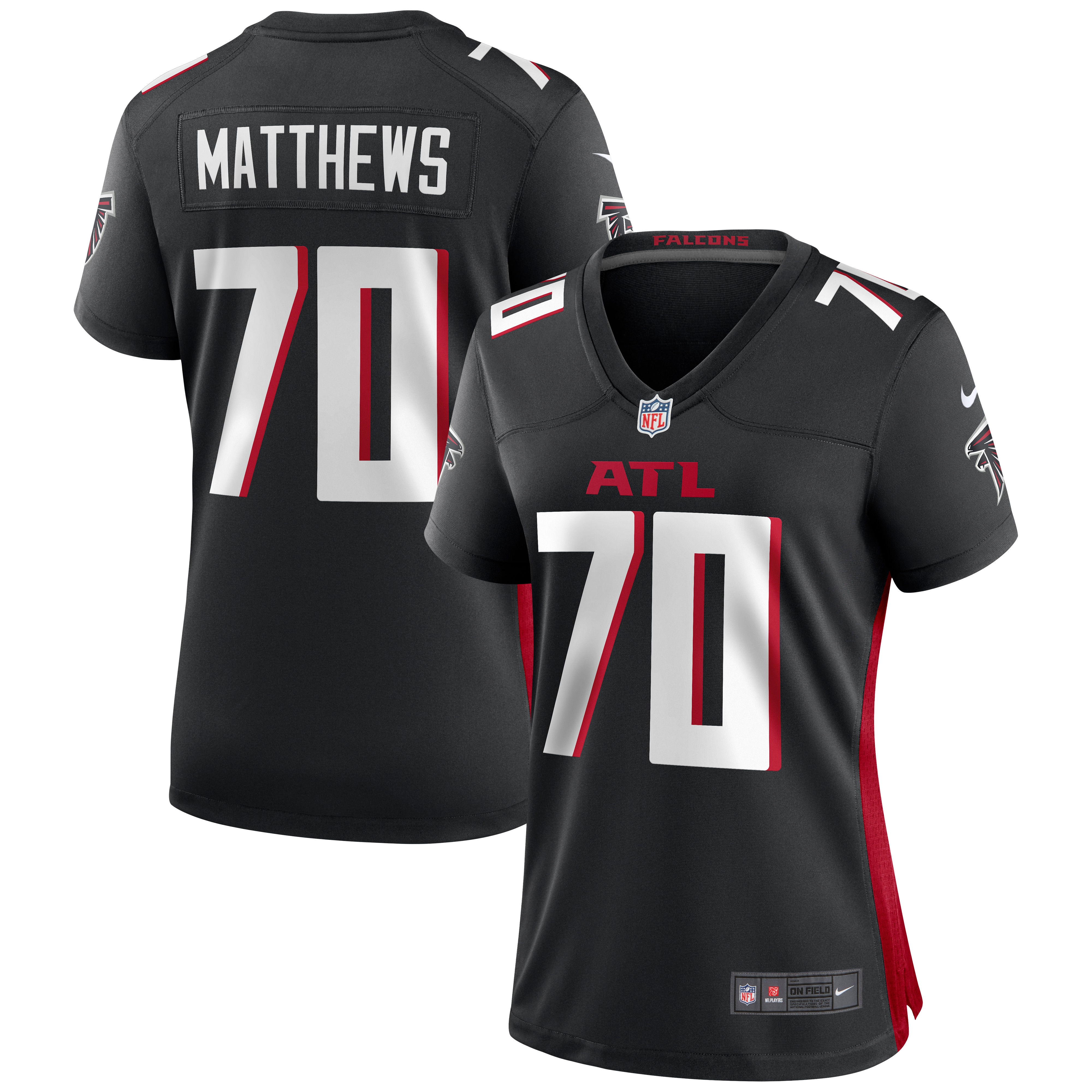 Women's Atlanta Falcons Jake Matthews Black Game Jersey JS9322 Saliibo