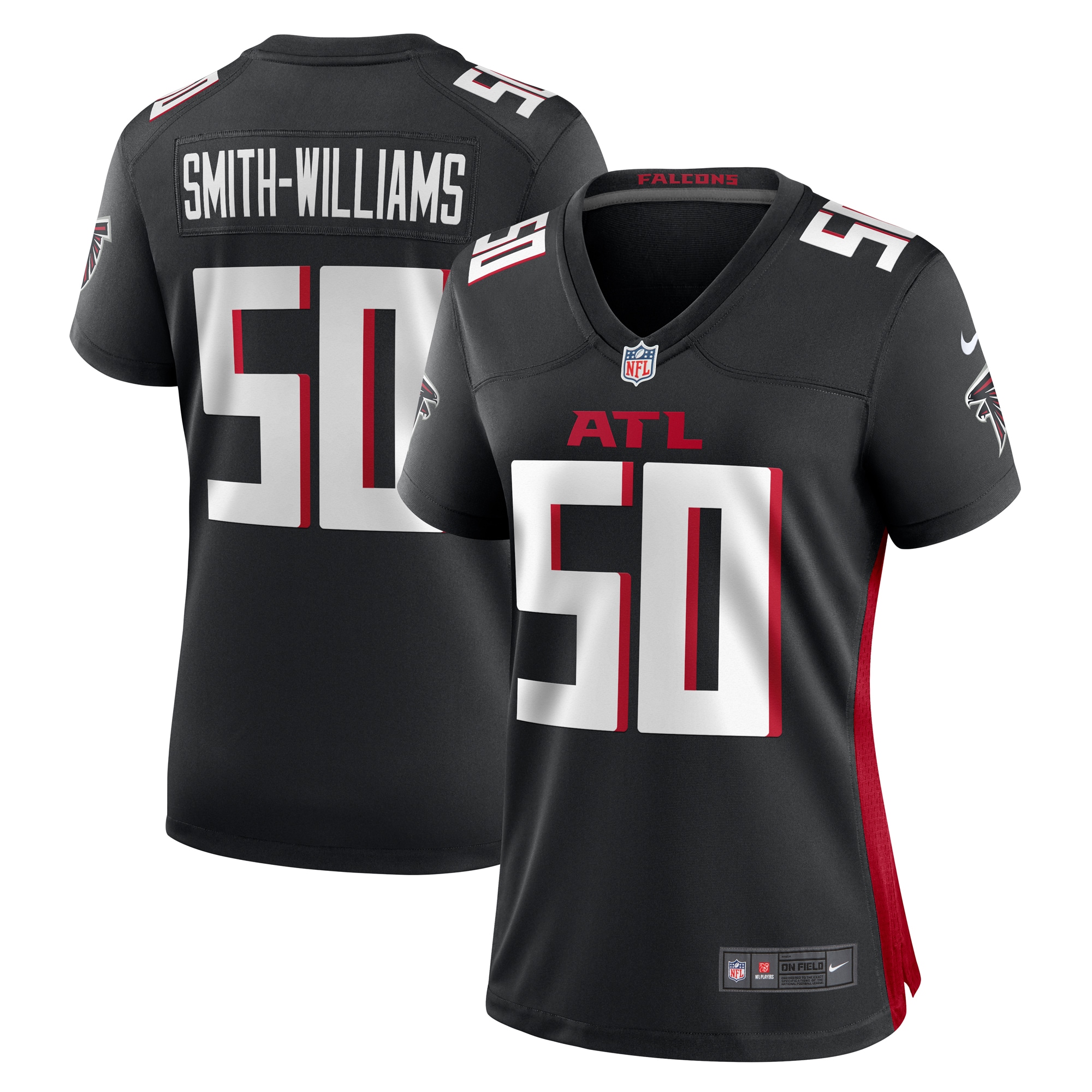 Women's Atlanta Falcons James Smith-Williams Black Game Jersey JS2267 Saliibo