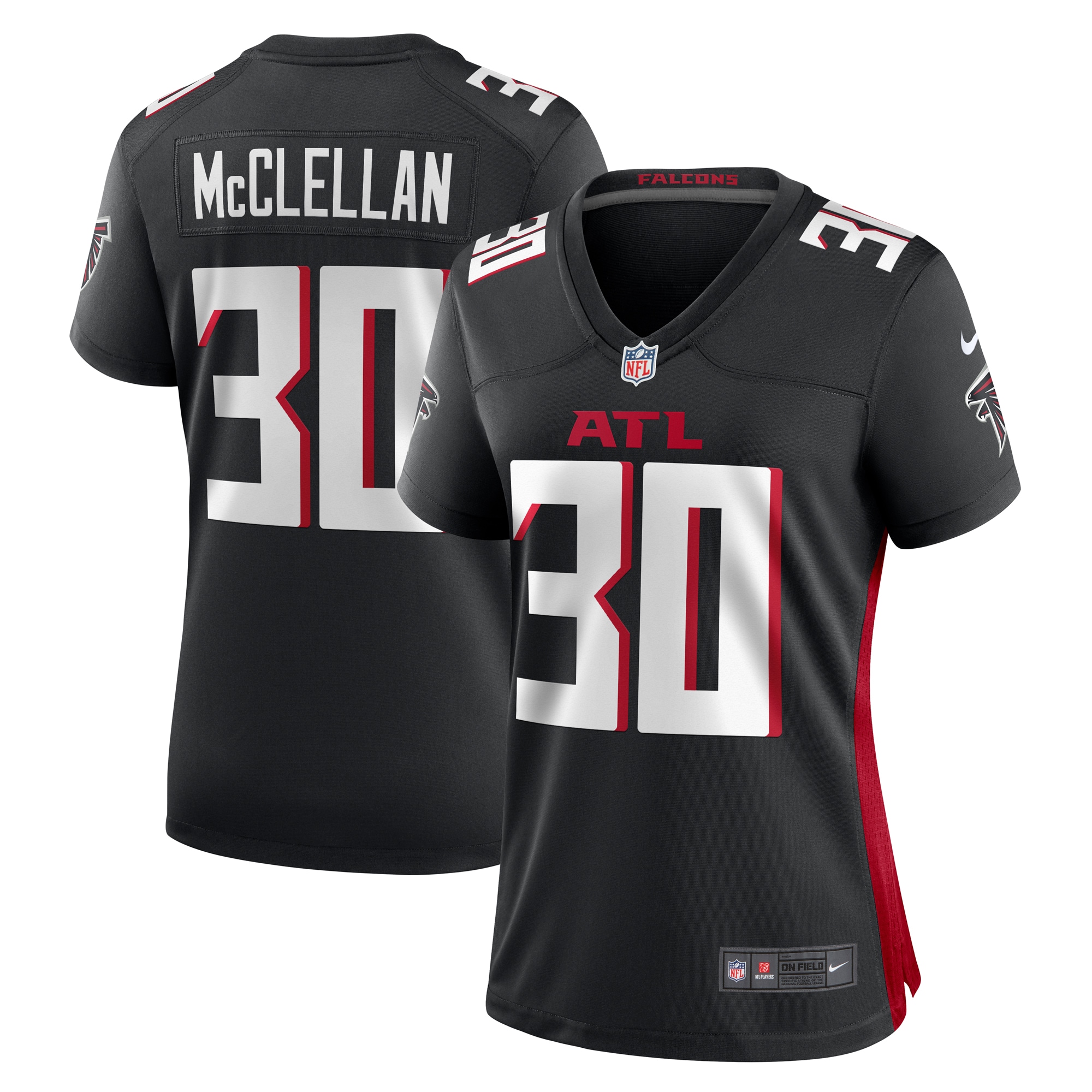 Women's Atlanta Falcons Jase McClellan Black Game Jersey JS1128 Saliibo