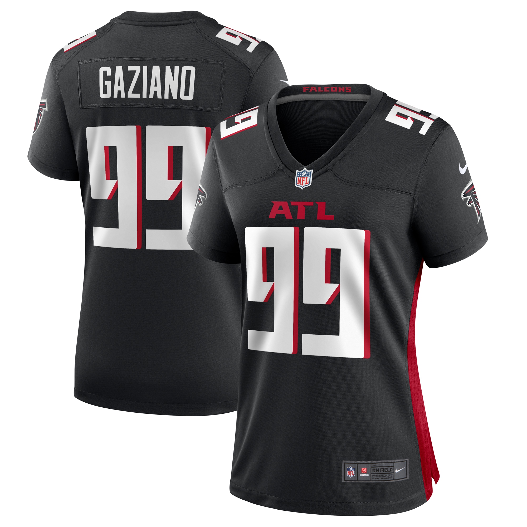 Women's Atlanta Falcons Joe Gaziano Black Team Game Jersey JS4174 Saliibo